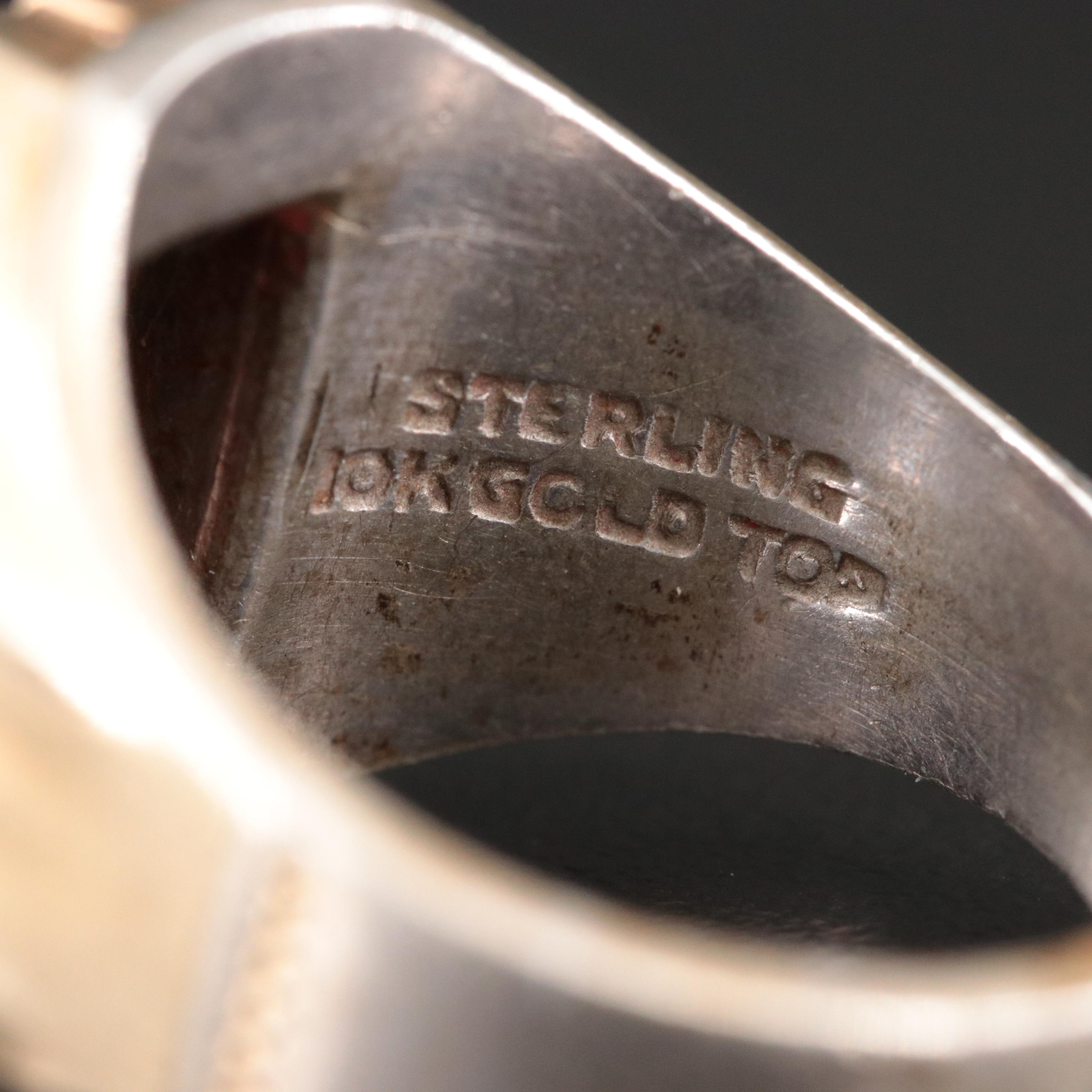 Sterling Black Onyx and Diamond Ring with 10K Accent