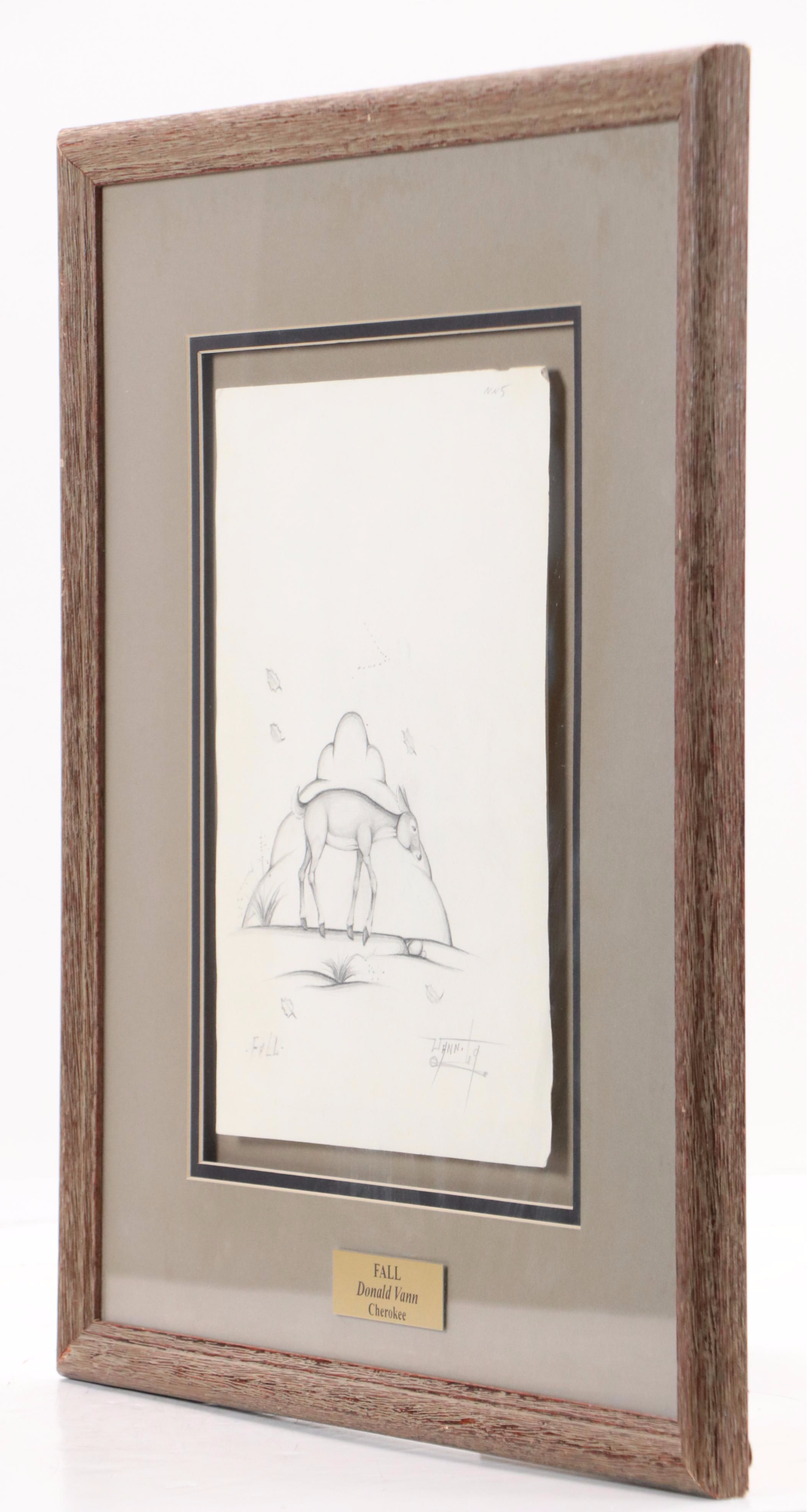 Donald Vann Graphite Drawing of Doe "Fall," 1969