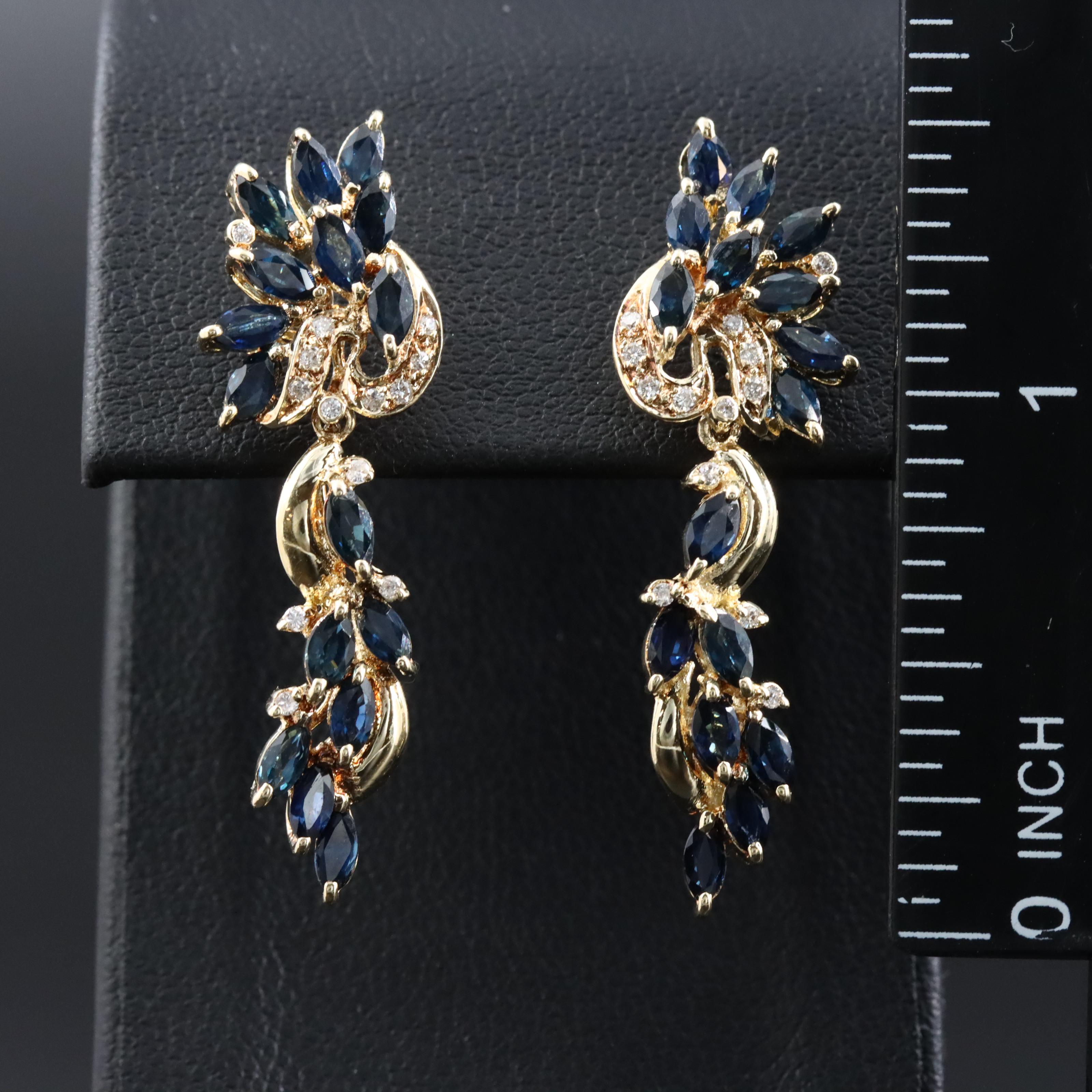 14K Sapphire and Diamond Earrings