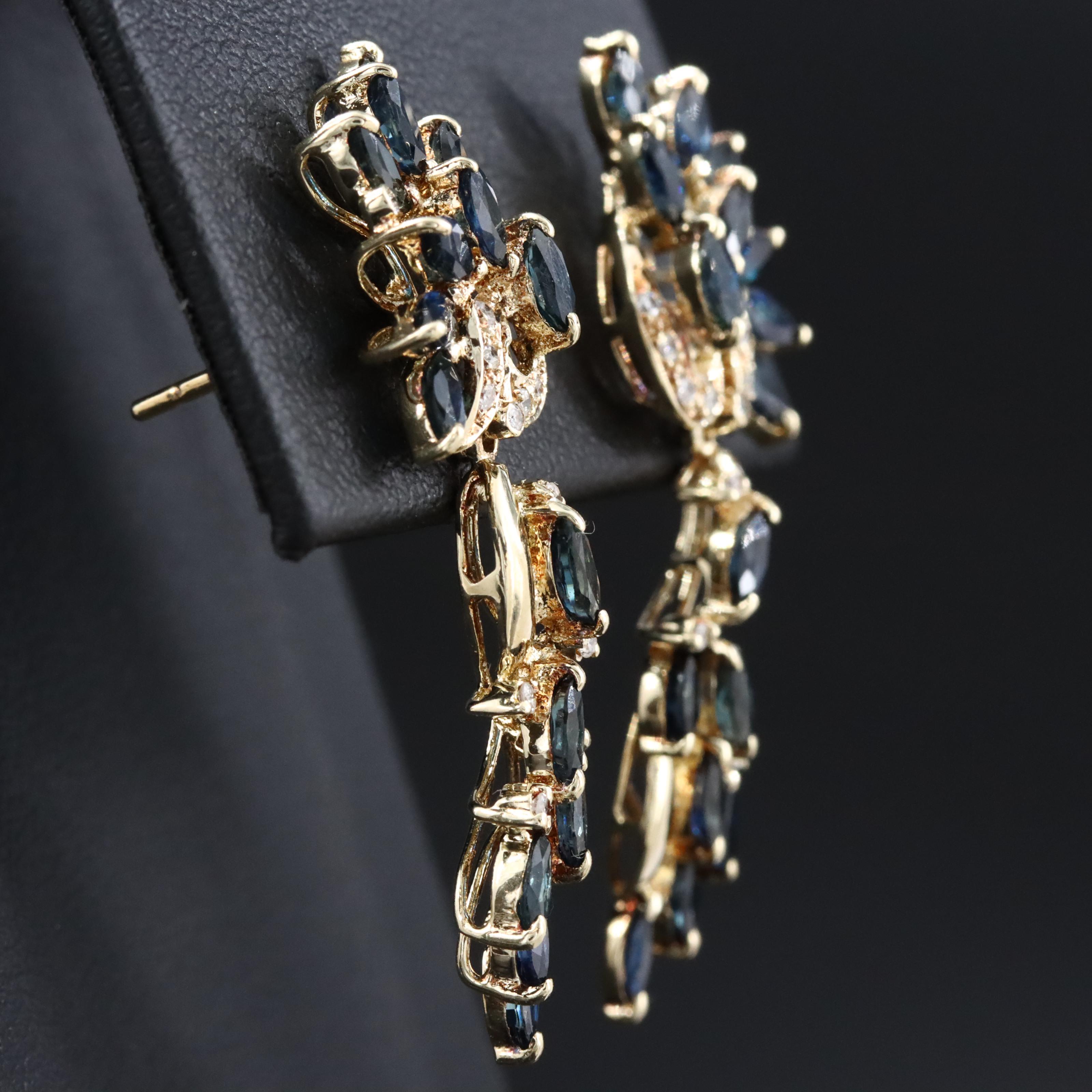 14K Sapphire and Diamond Earrings