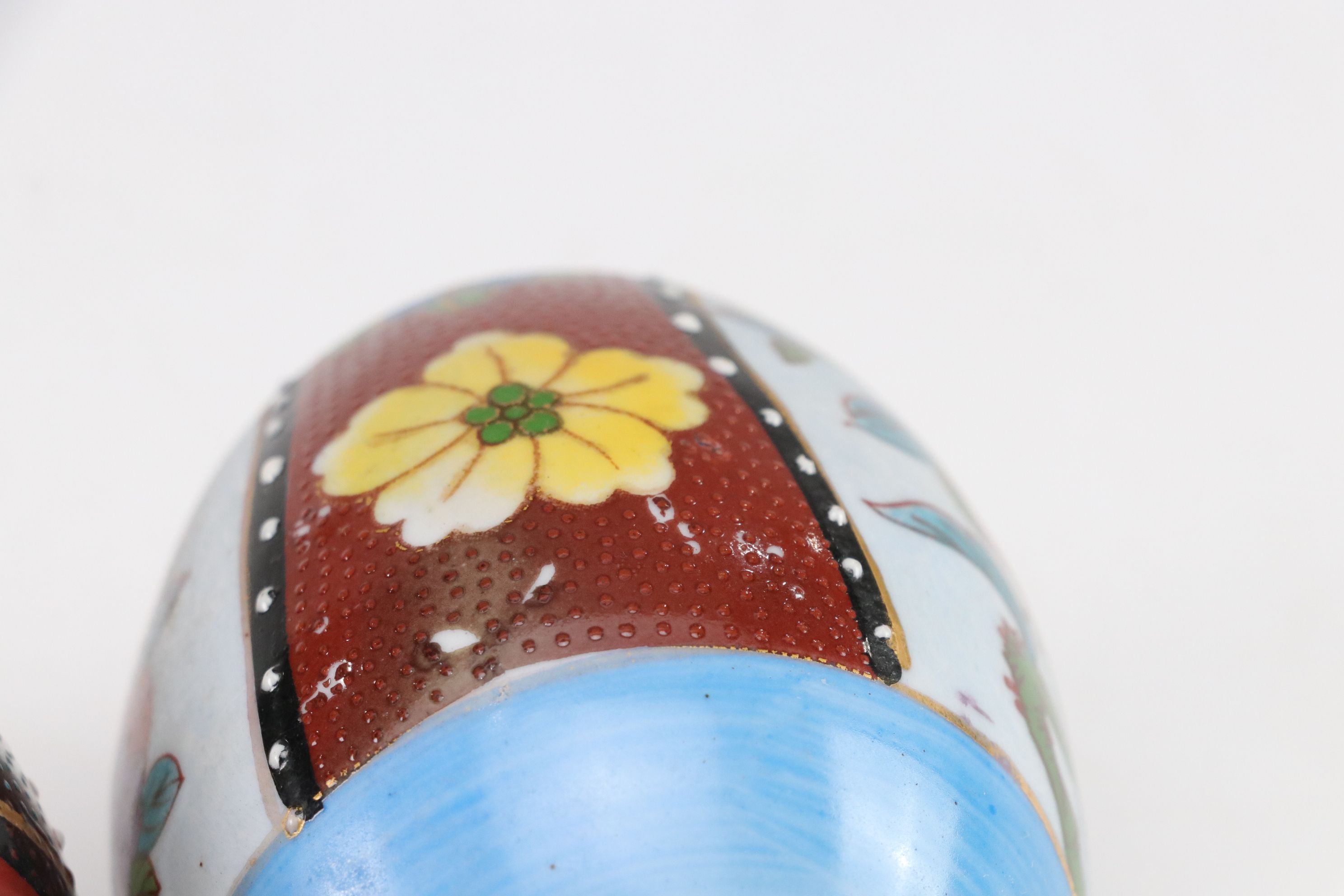 Hand-Painted Satsuma Style Porcelain Eggs with Stands