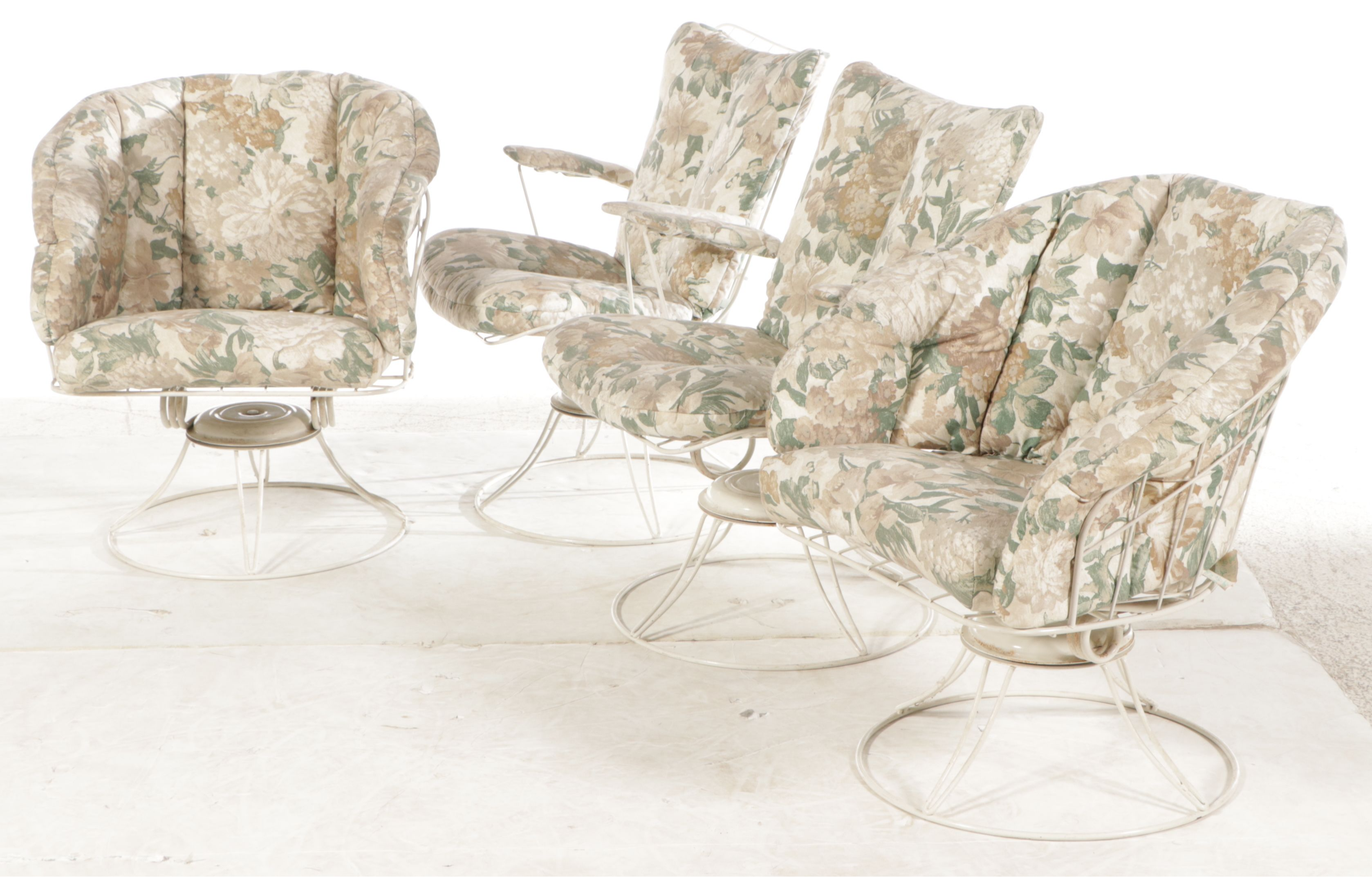 Homecrest White-Painted Wrought Iron Patio Furniture with Cushions