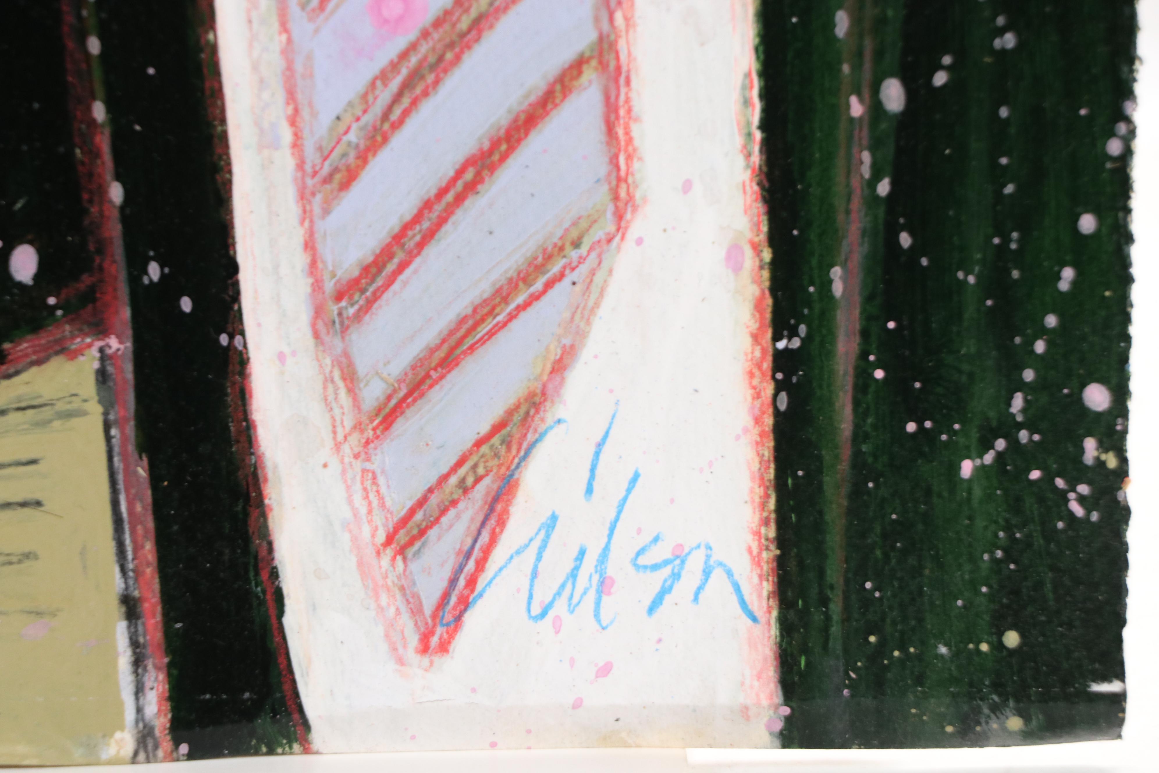 Harry Hilson Acrylic Painting of Politician Caricature, Late 20th Century