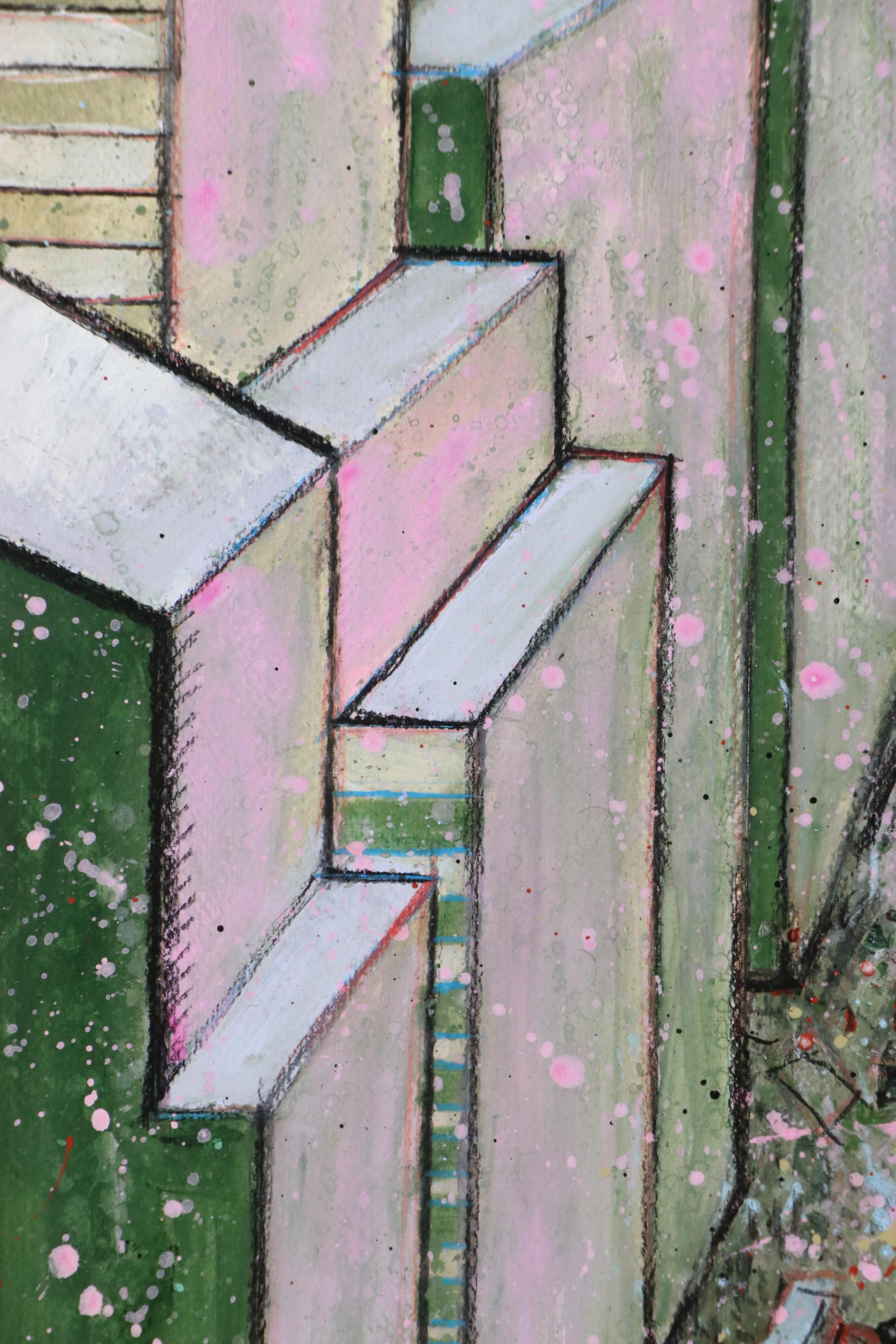 Harry Hilson Acrylic Painting of Politician Caricature, Late 20th Century