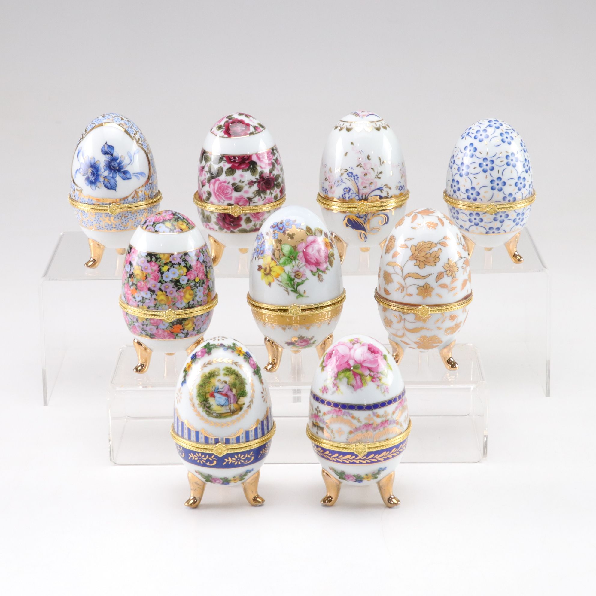 Limoges Style Porcelain Egg Hinged Box Collection
