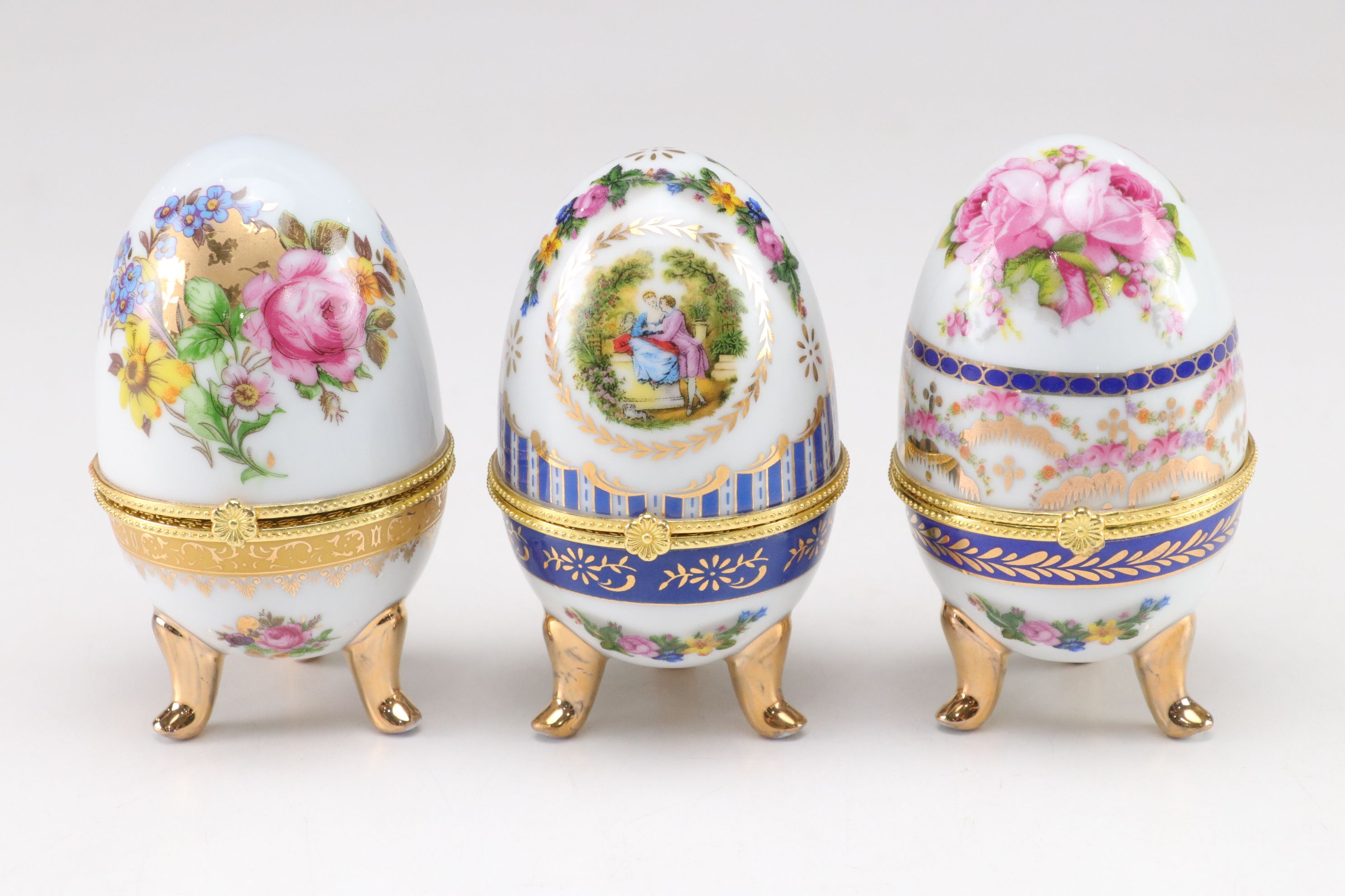 Limoges Style Porcelain Egg Hinged Box Collection