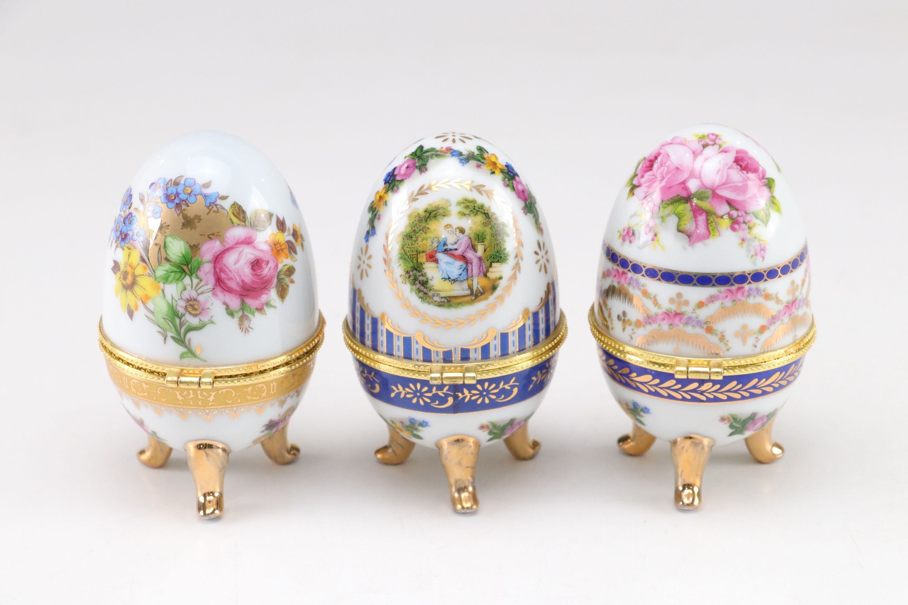 Limoges Style Porcelain Egg Hinged Box Collection