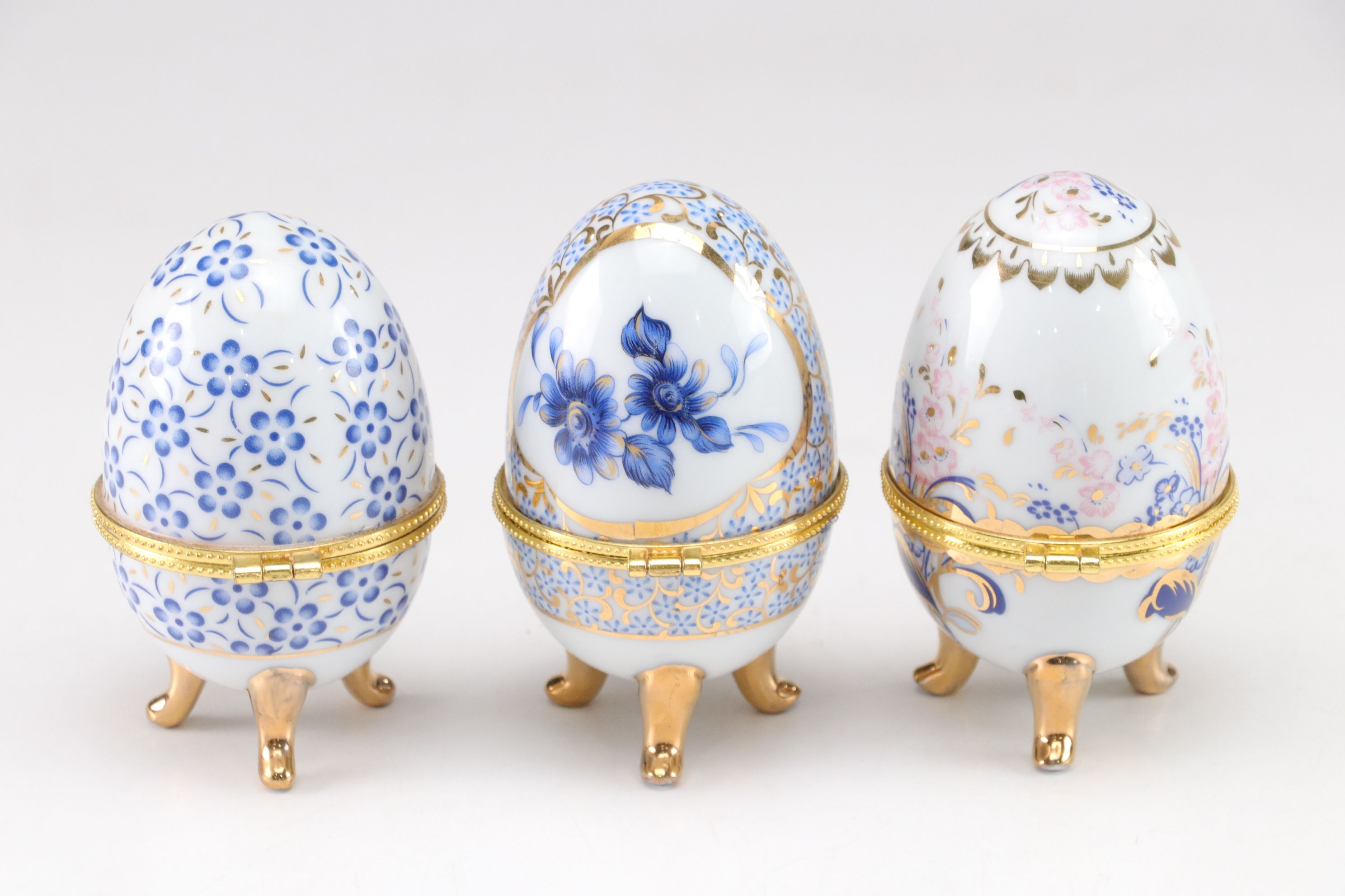 Limoges Style Porcelain Egg Hinged Box Collection