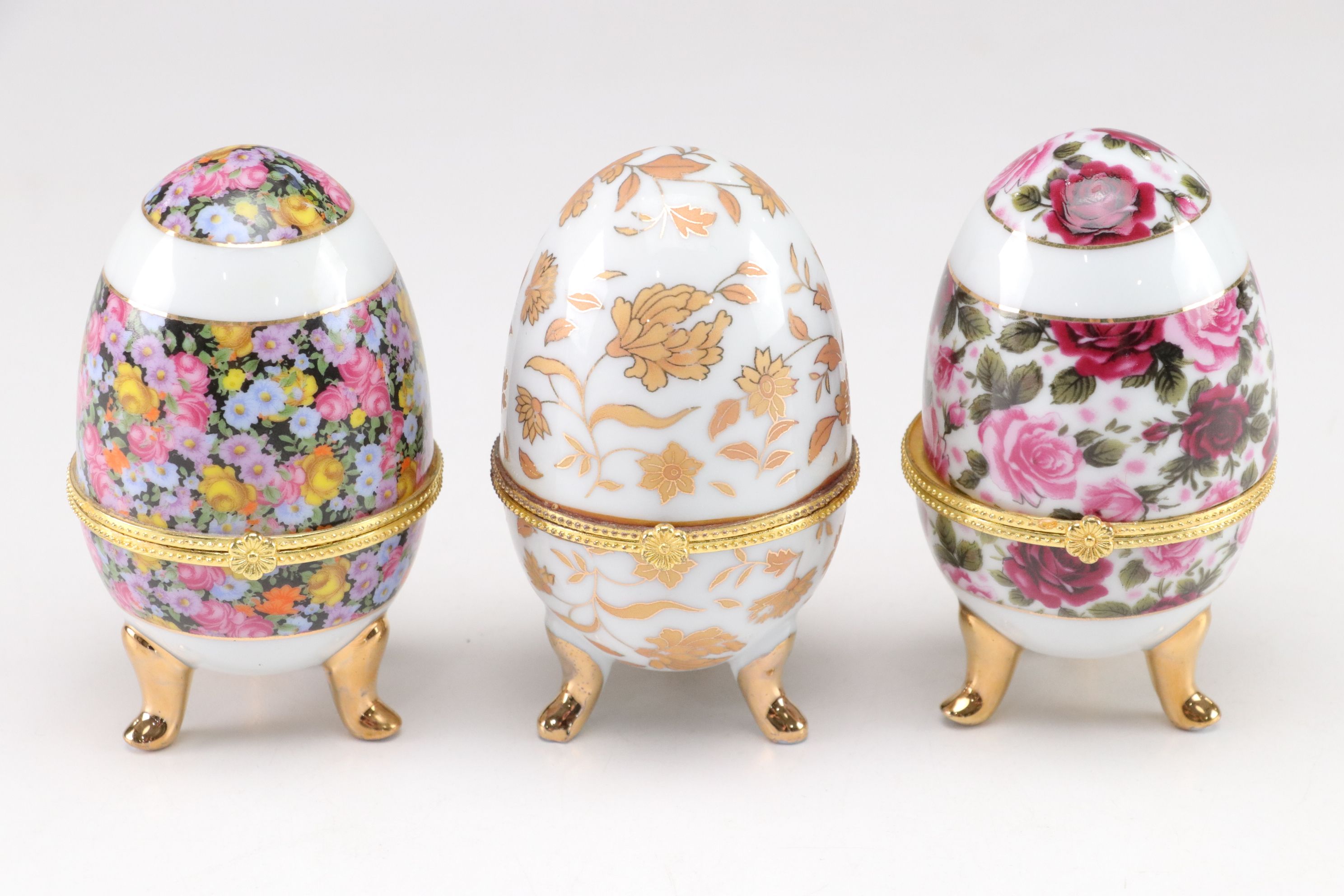 Limoges Style Porcelain Egg Hinged Box Collection
