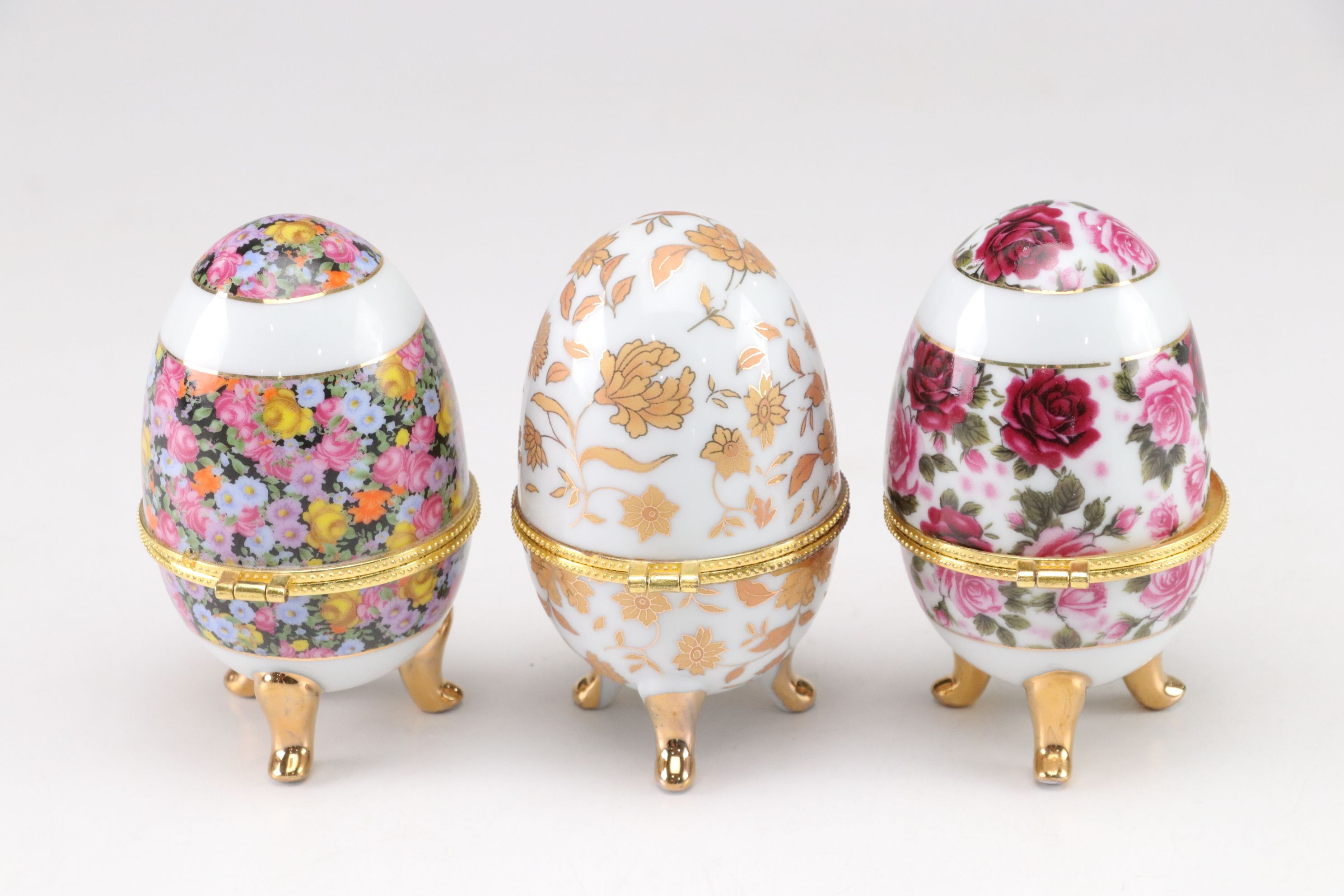 Limoges Style Porcelain Egg Hinged Box Collection