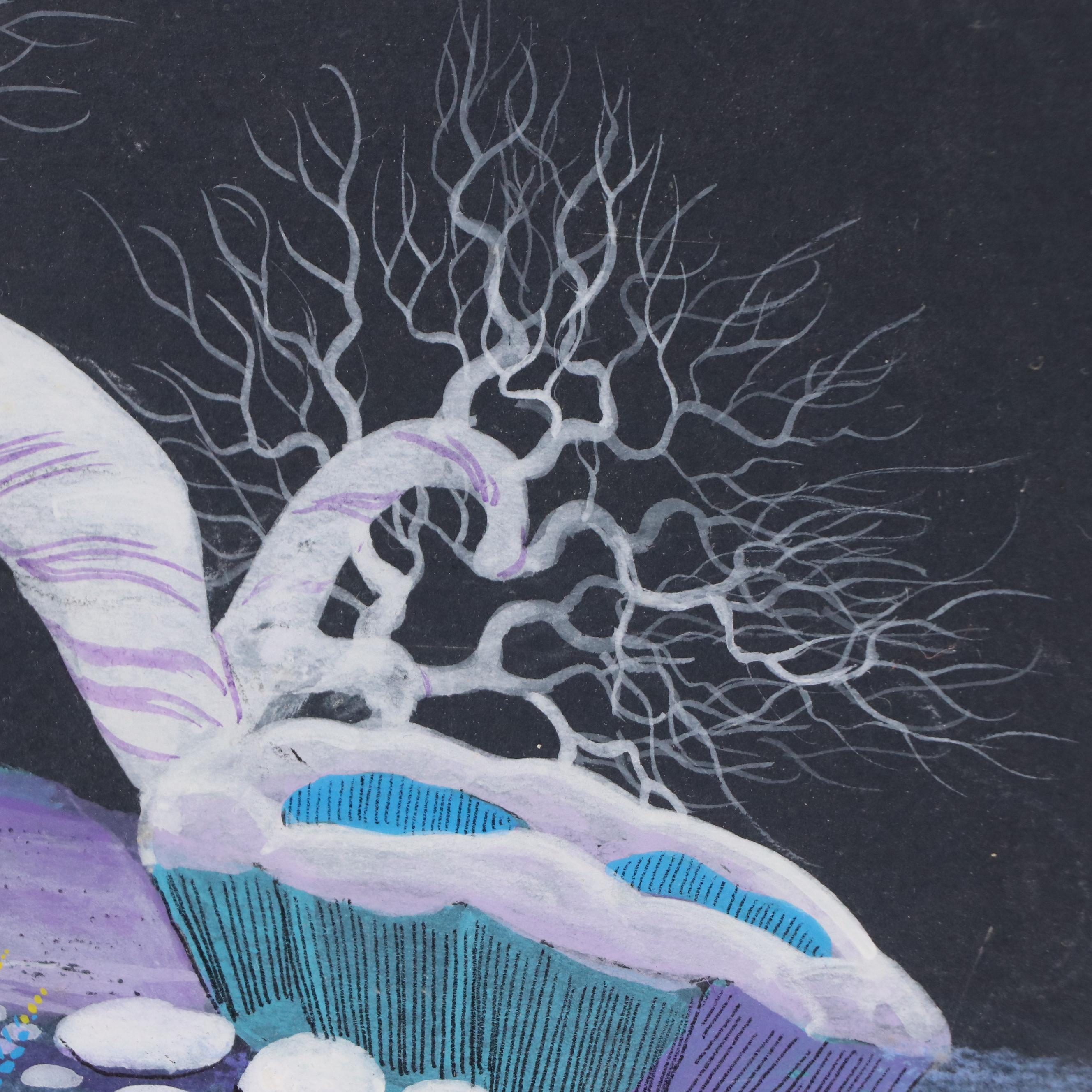 Beatien (Little No Shirt) Yazz Gouache Painting Nocturne Southwest Landscape