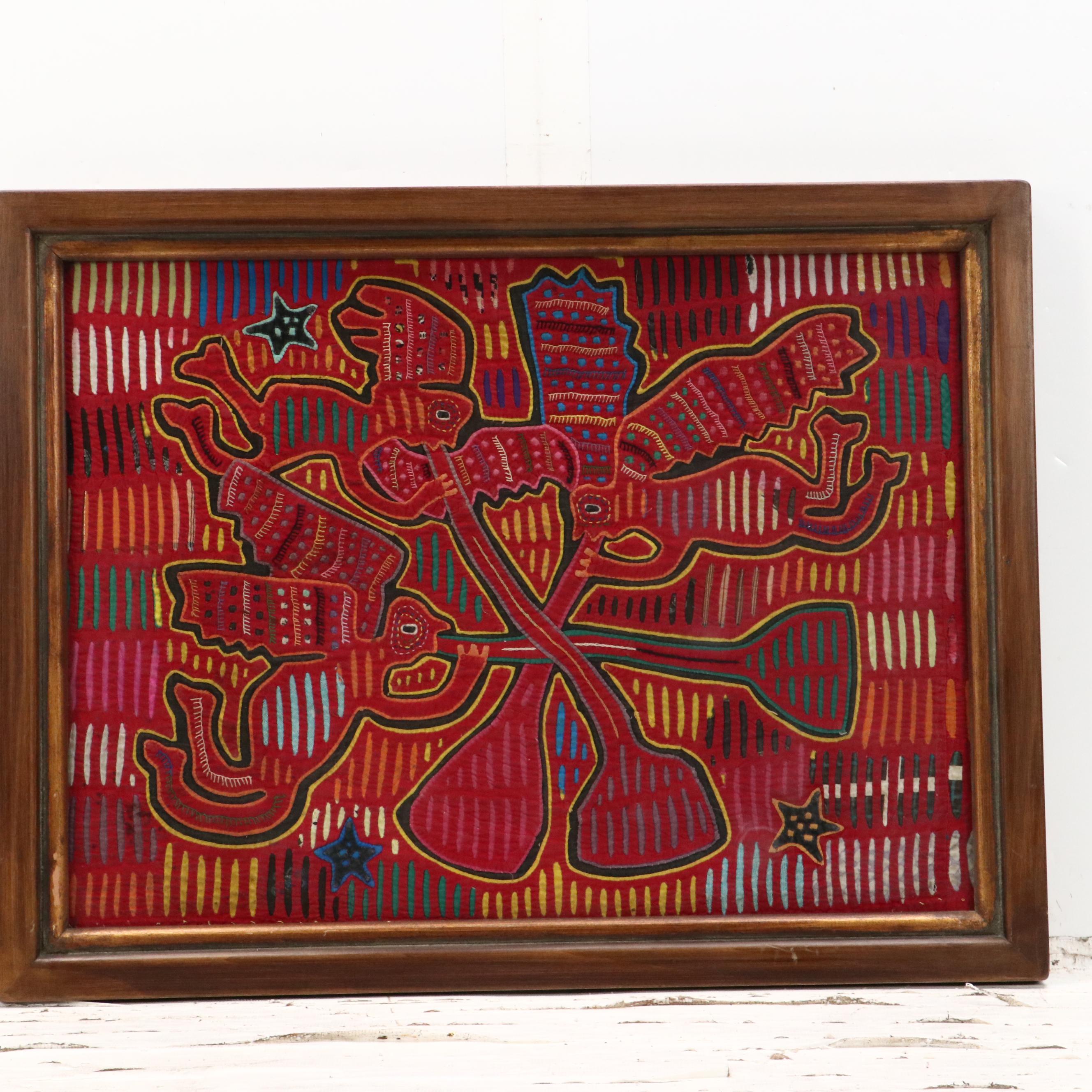 Kuna Mola Folk Art Textile of Angels, Late 20th or 21st Century