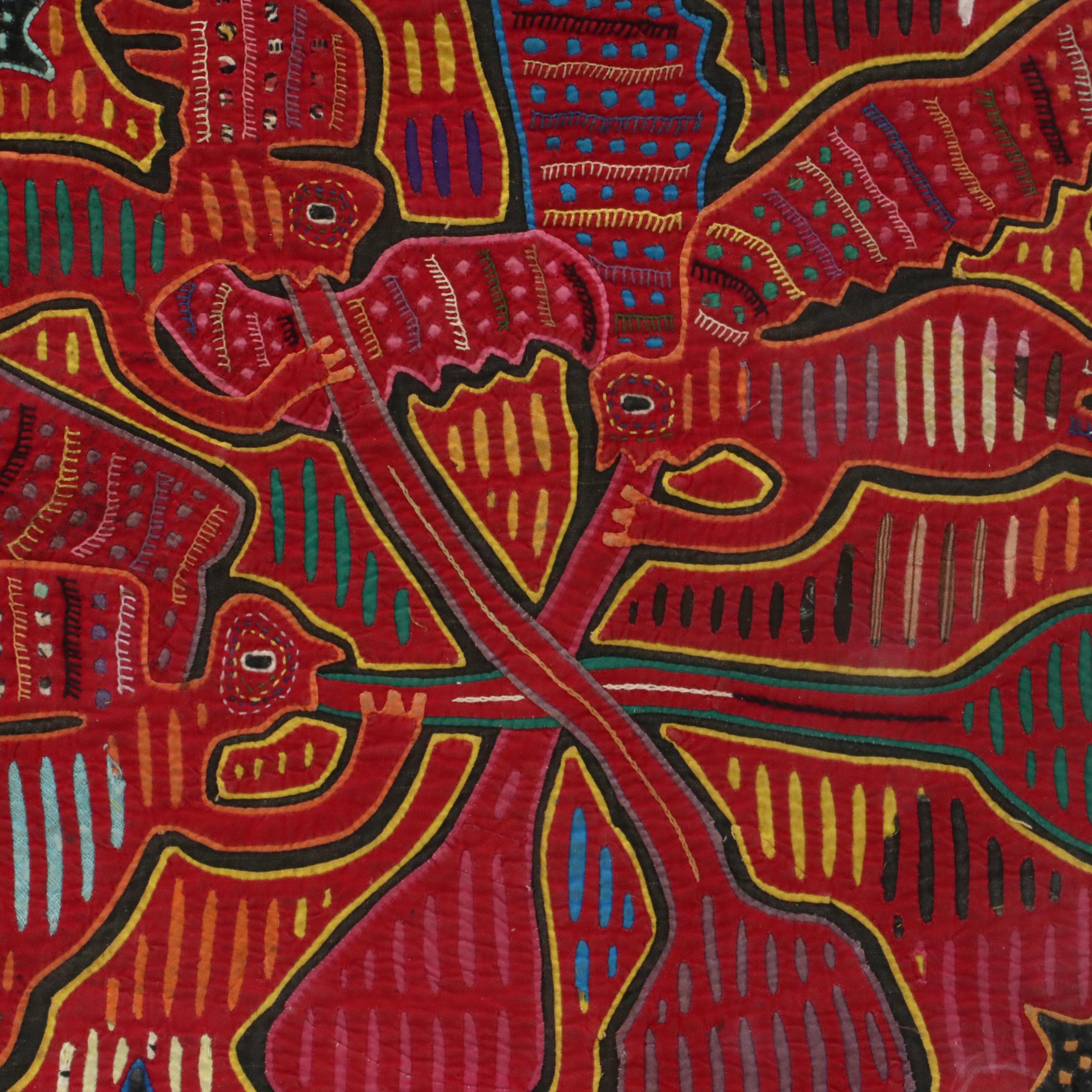 Kuna Mola Folk Art Textile of Angels, Late 20th or 21st Century