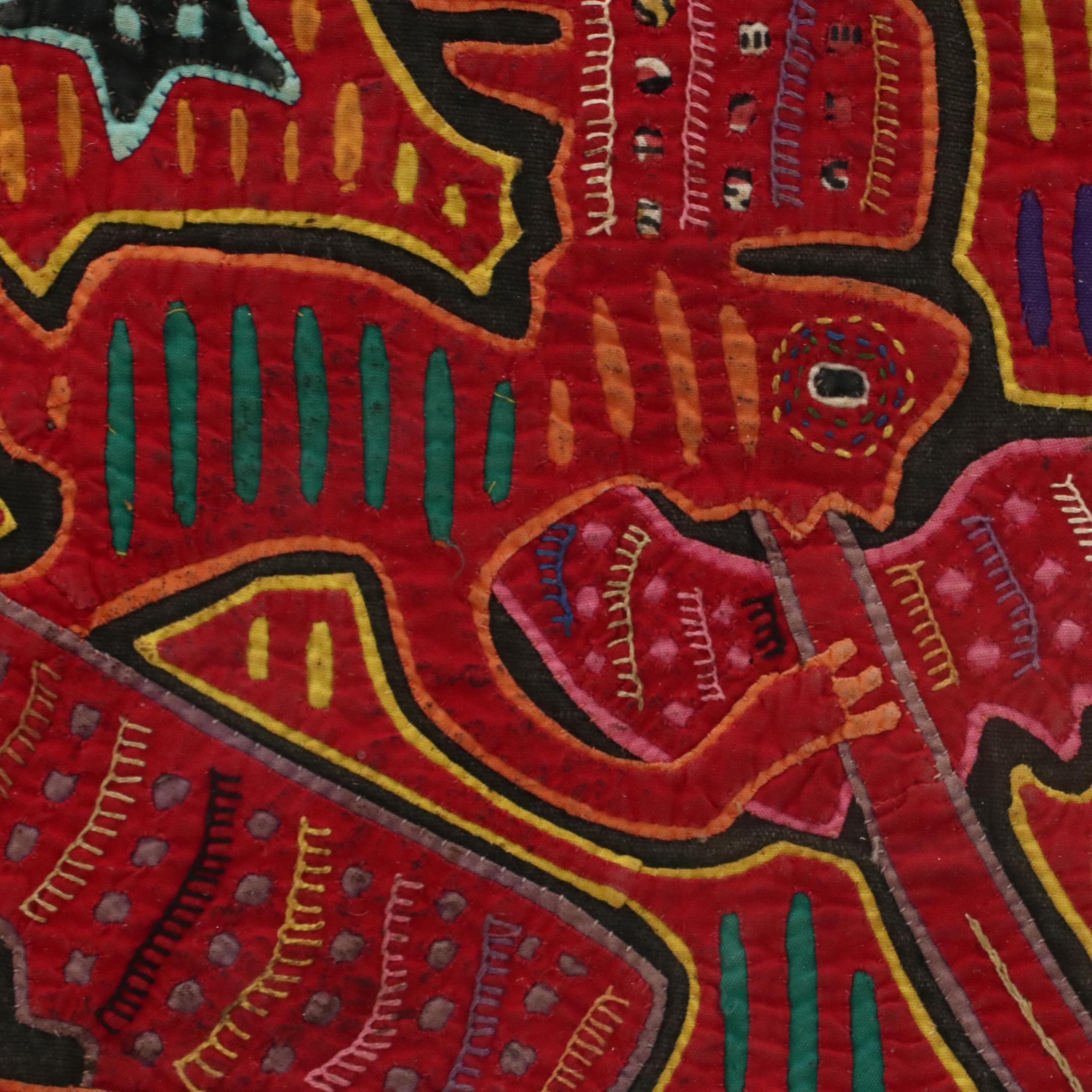 Kuna Mola Folk Art Textile of Angels, Late 20th or 21st Century