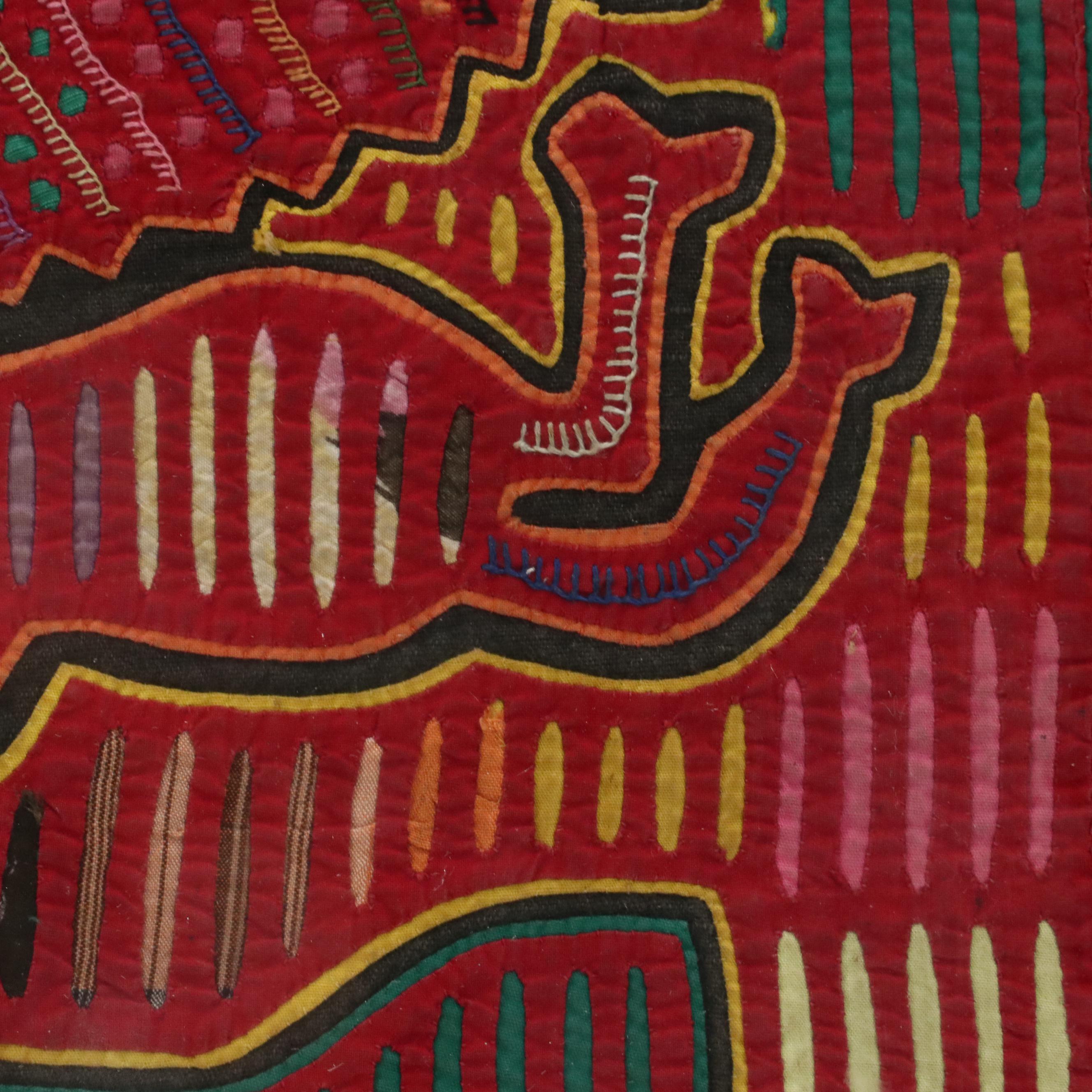 Kuna Mola Folk Art Textile of Angels, Late 20th or 21st Century