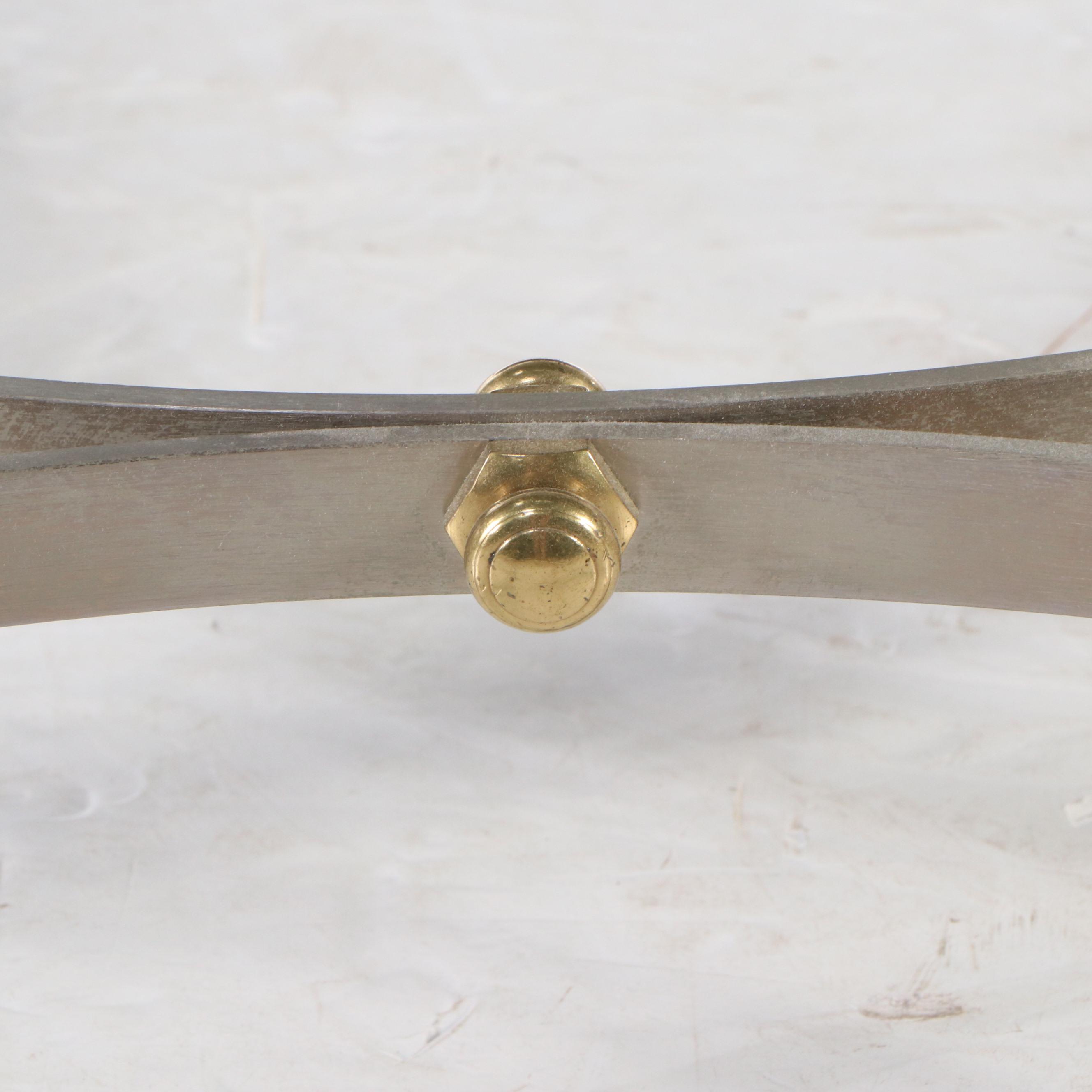 Italian Regency Style Circular Metal Glass Top Coffee Table