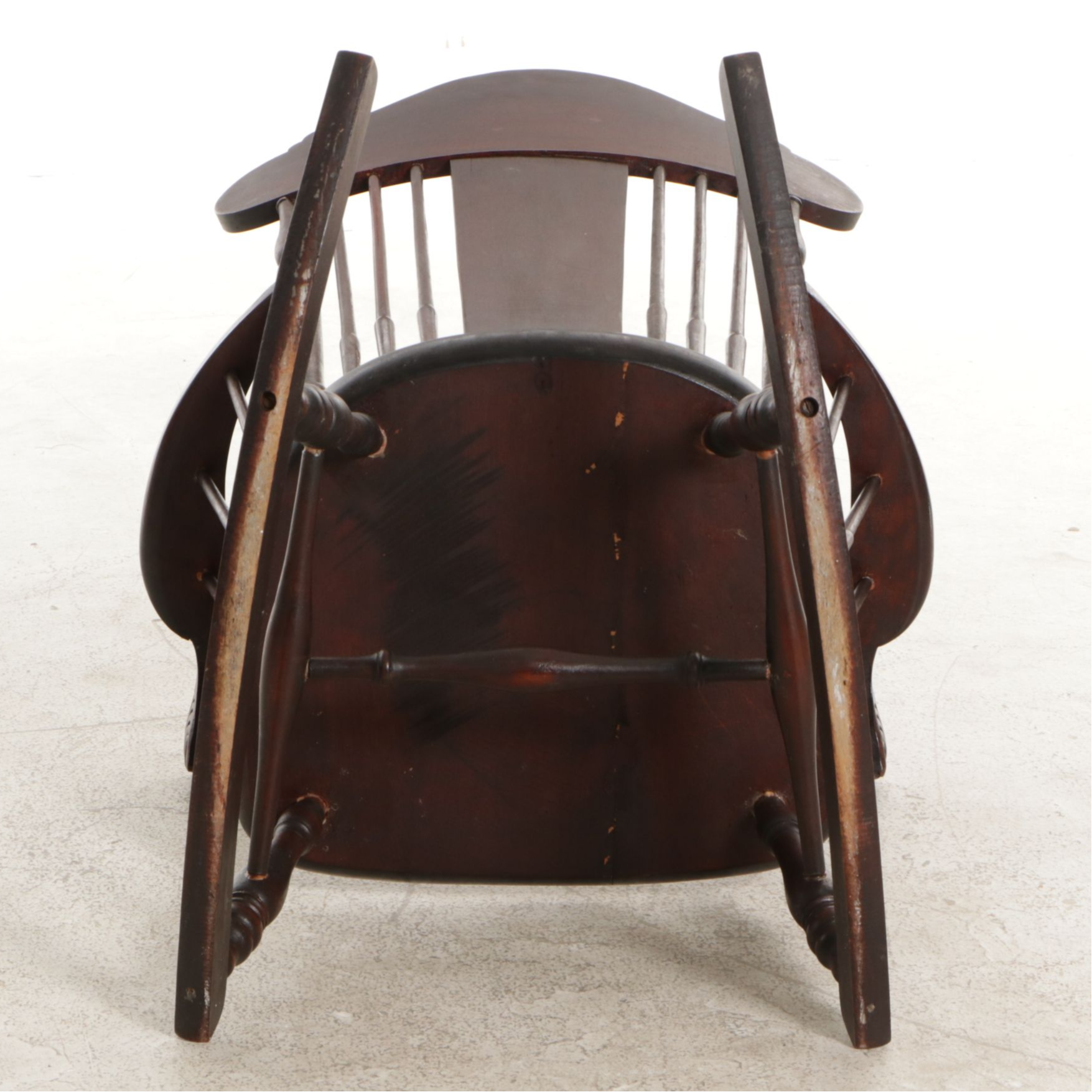 Rocking Chair with Carved Face and Mother-of-Pearl Inlay, Early 20th Century
