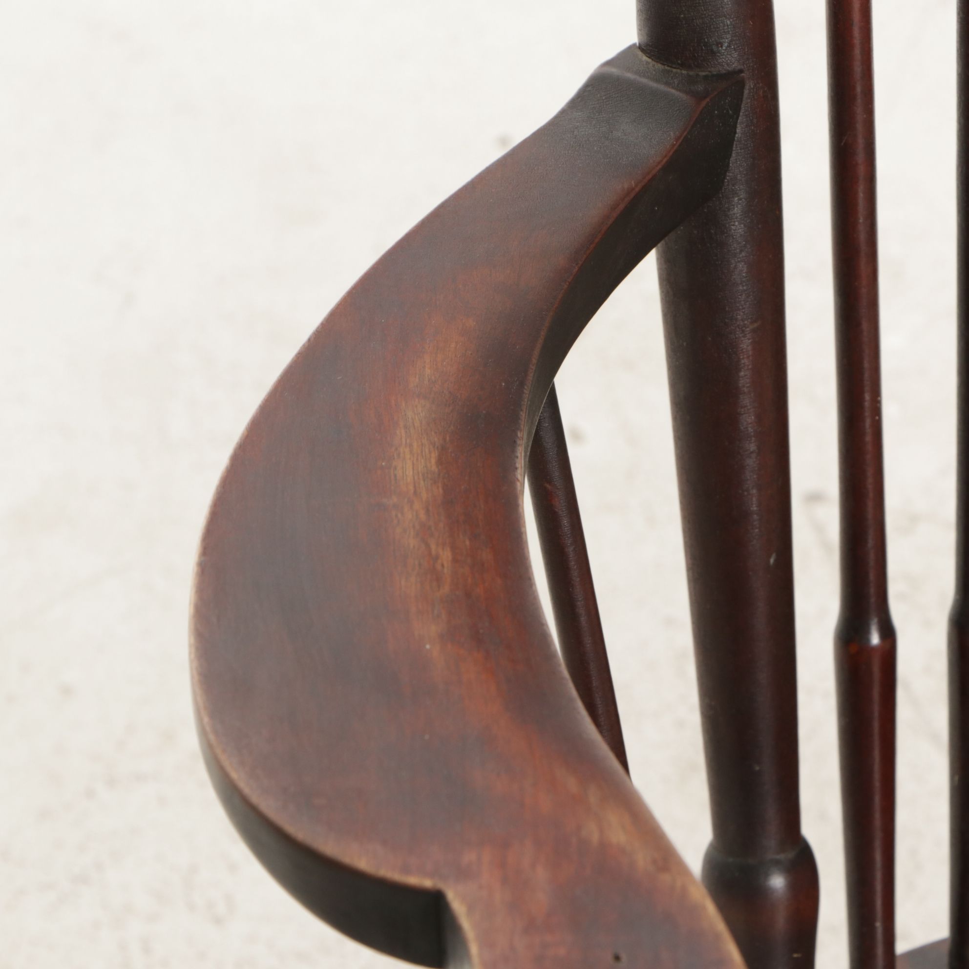 Rocking Chair with Carved Face and Mother-of-Pearl Inlay, Early 20th Century