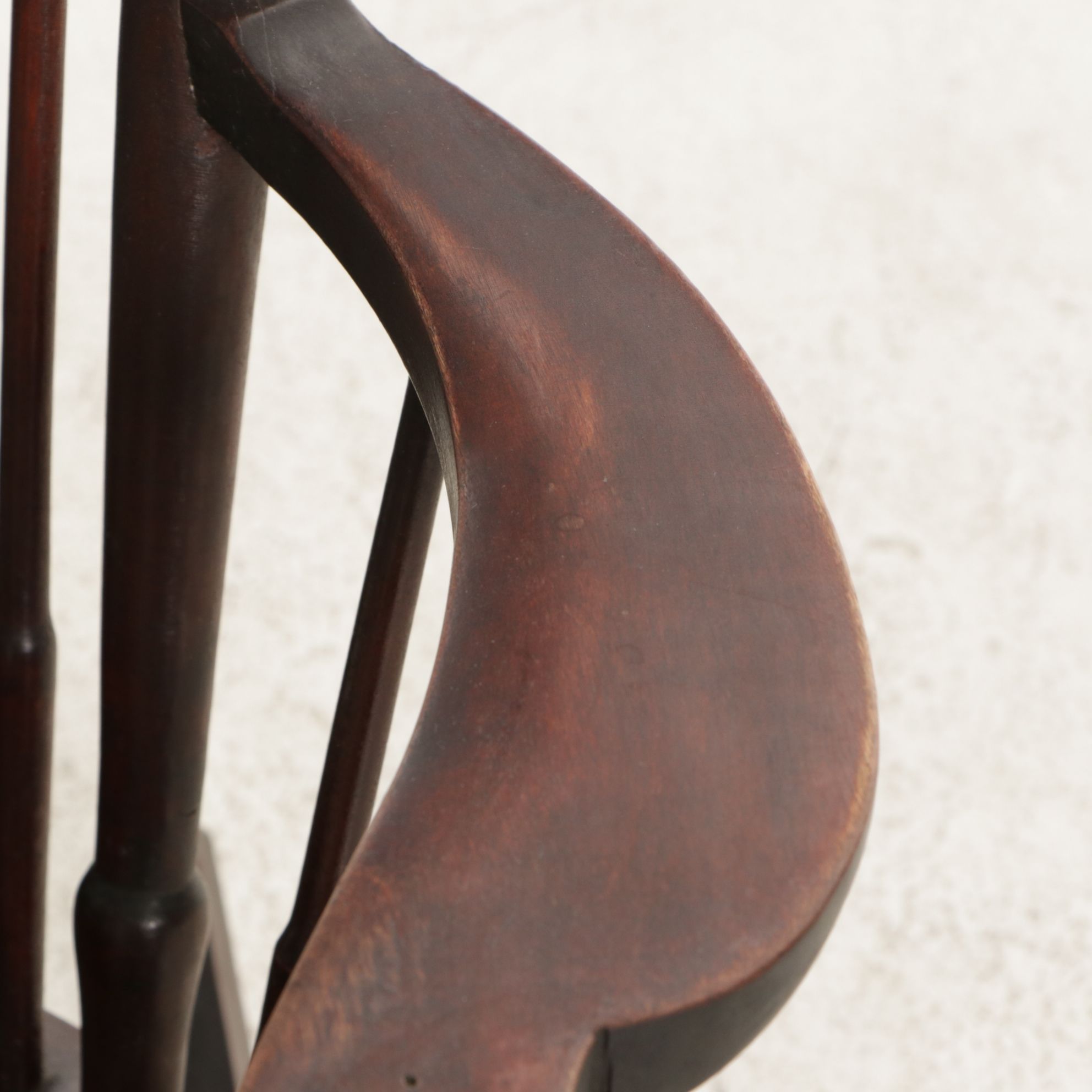 Rocking Chair with Carved Face and Mother-of-Pearl Inlay, Early 20th Century