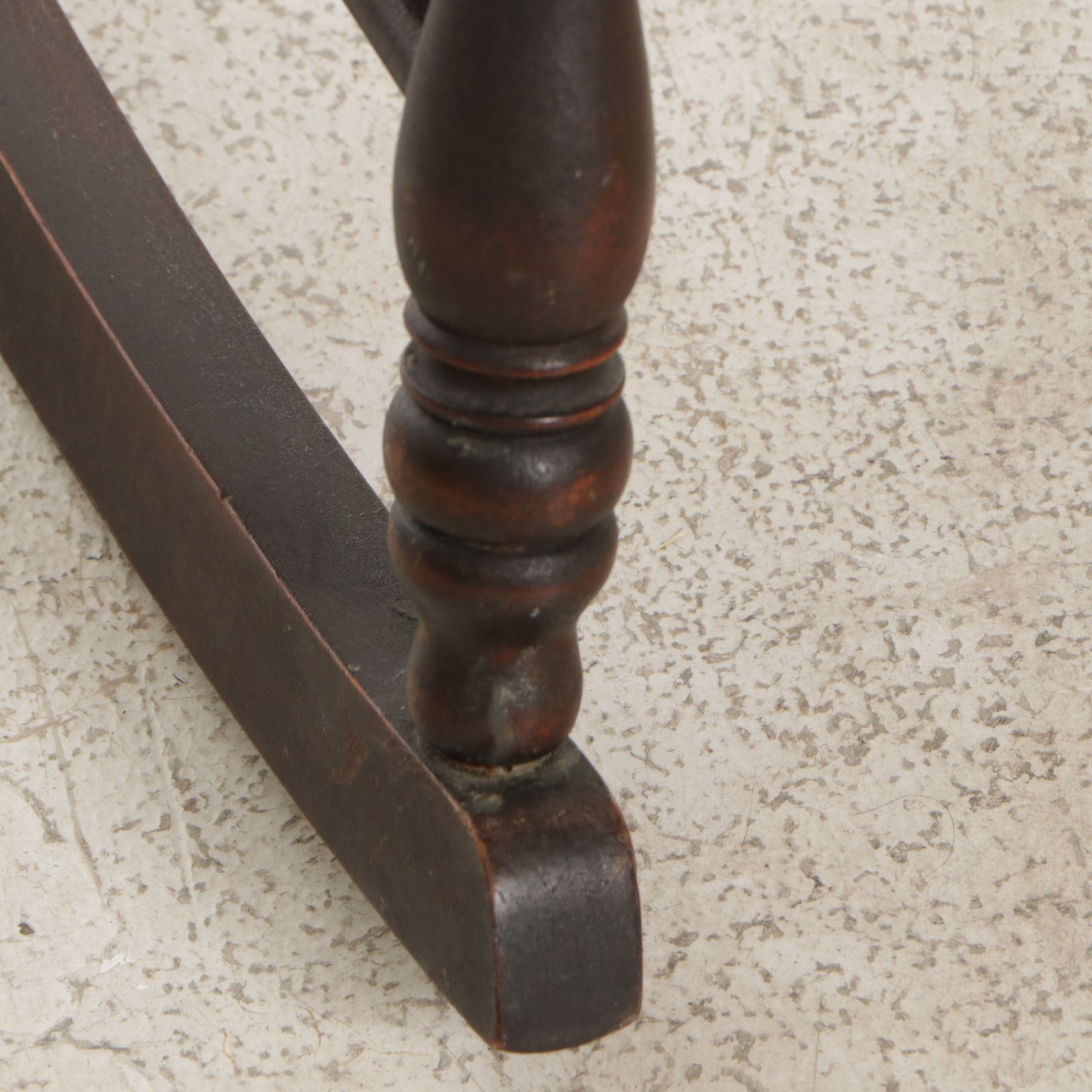 Rocking Chair with Carved Face and Mother-of-Pearl Inlay, Early 20th Century