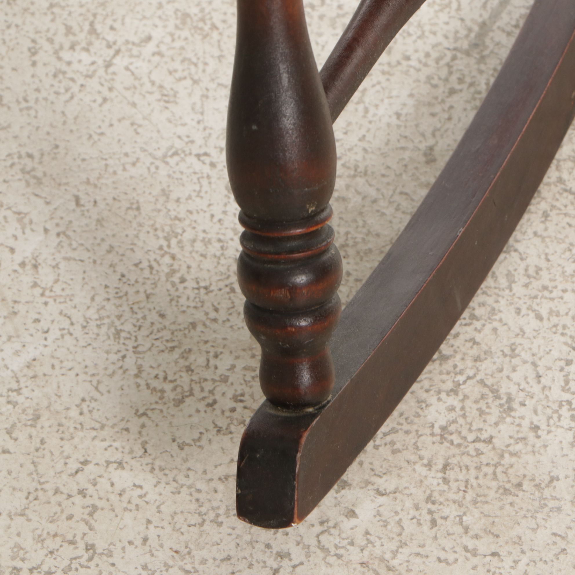 Rocking Chair with Carved Face and Mother-of-Pearl Inlay, Early 20th Century