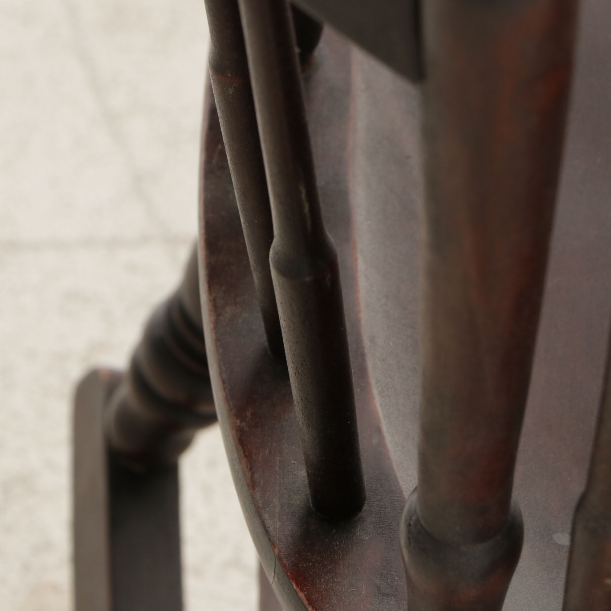 Rocking Chair with Carved Face and Mother-of-Pearl Inlay, Early 20th Century