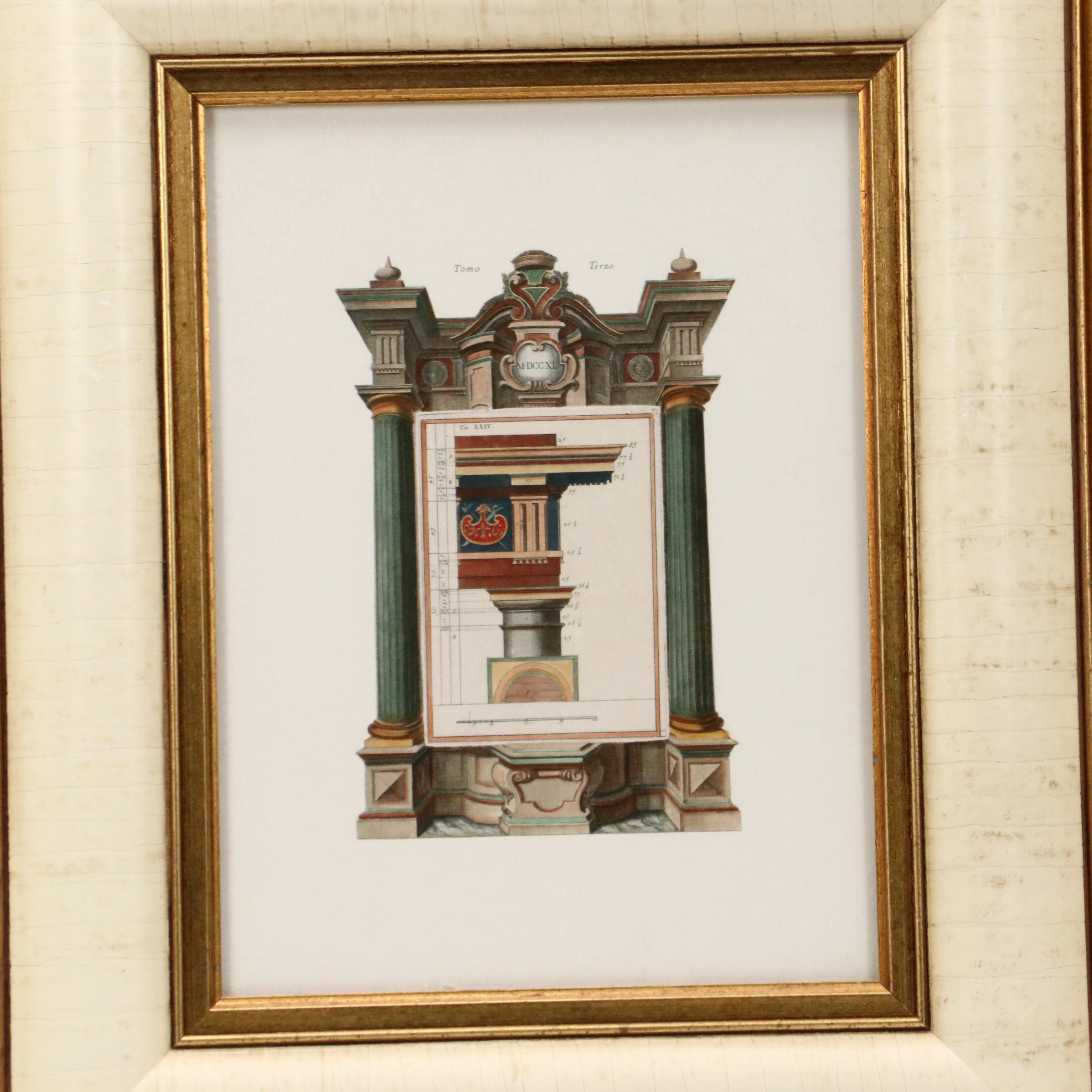 Architectural Lithographs After Giorgio Fossati, Late 20th Century