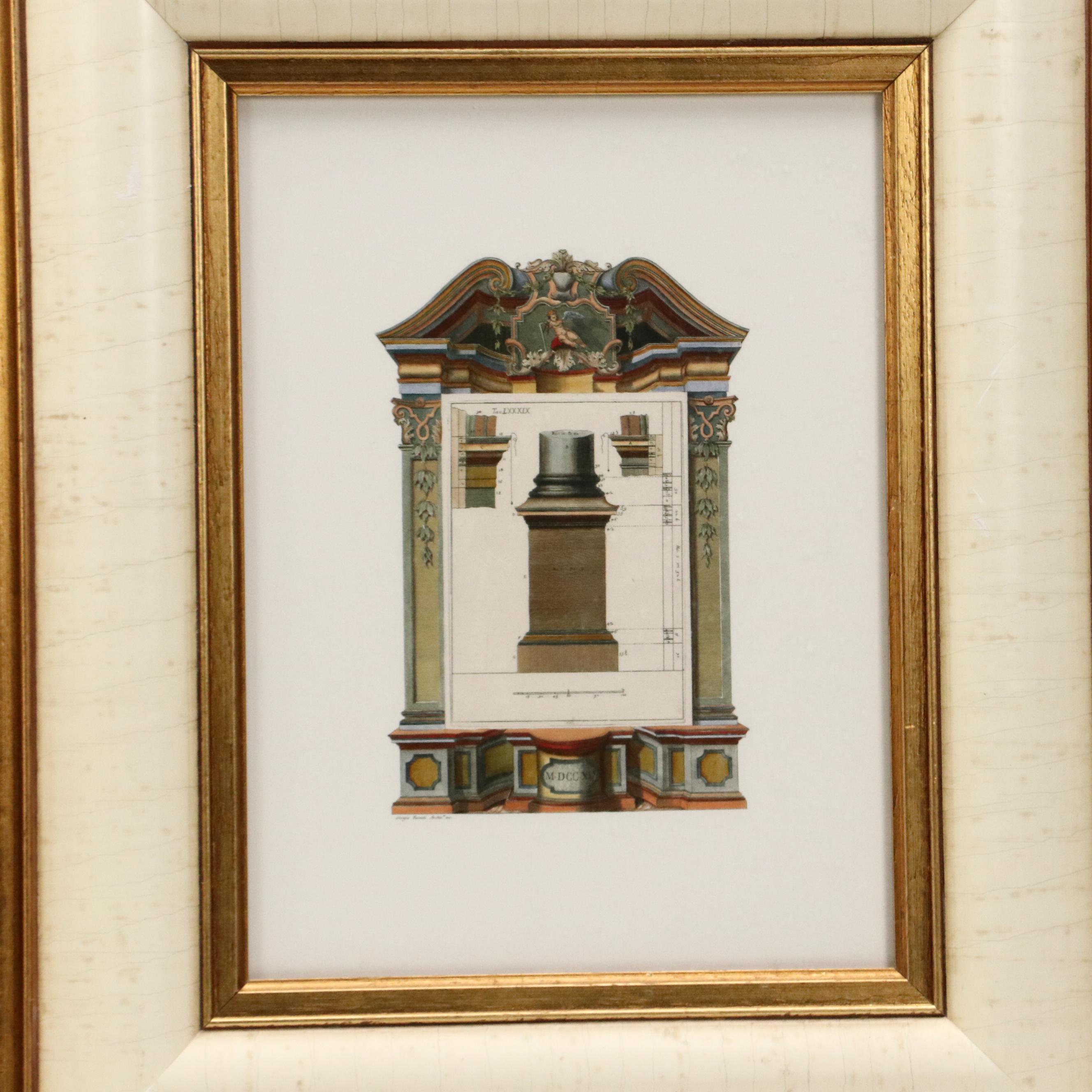 Architectural Lithographs After Giorgio Fossati, Late 20th Century