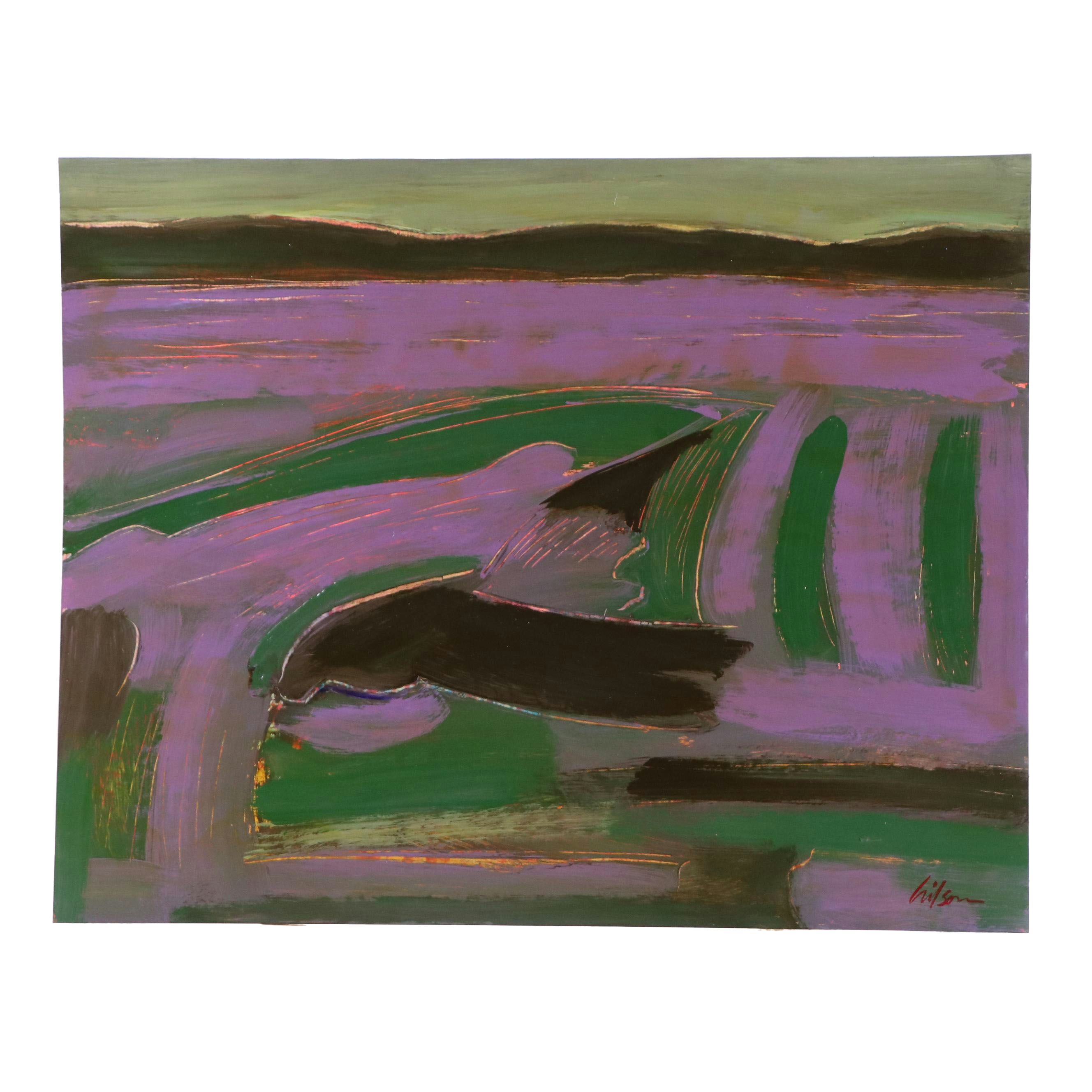 Harry Hilson Abstract Acrylic Painting, Late 20th Century