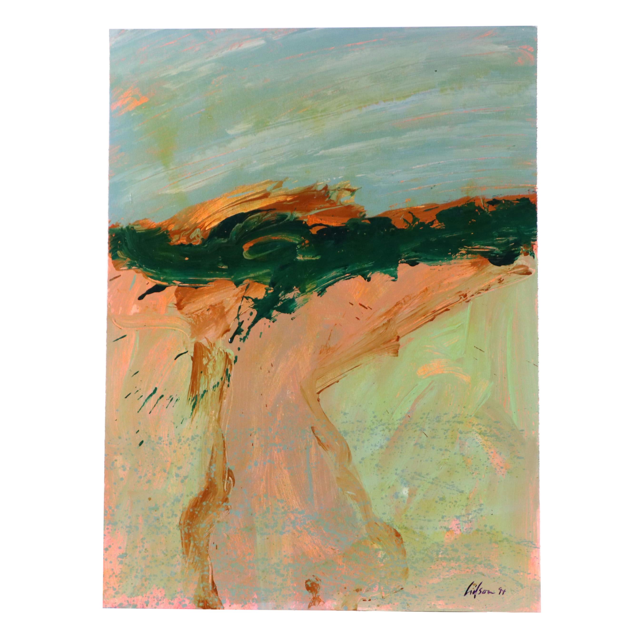 Harry Hilson Abstract Acrylic Painting, 1997