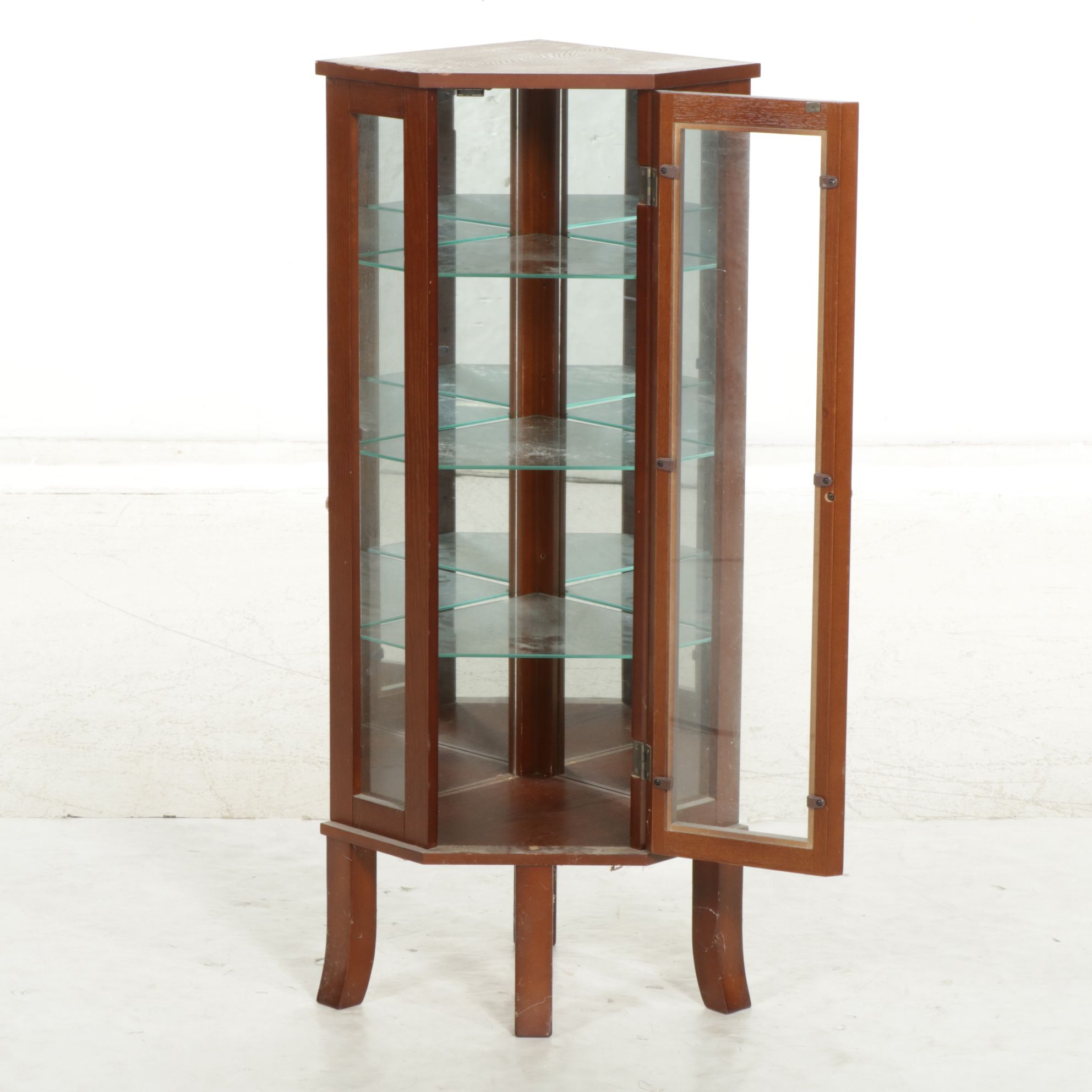 Wood Corner Curio Cabinet, Late 20th Century