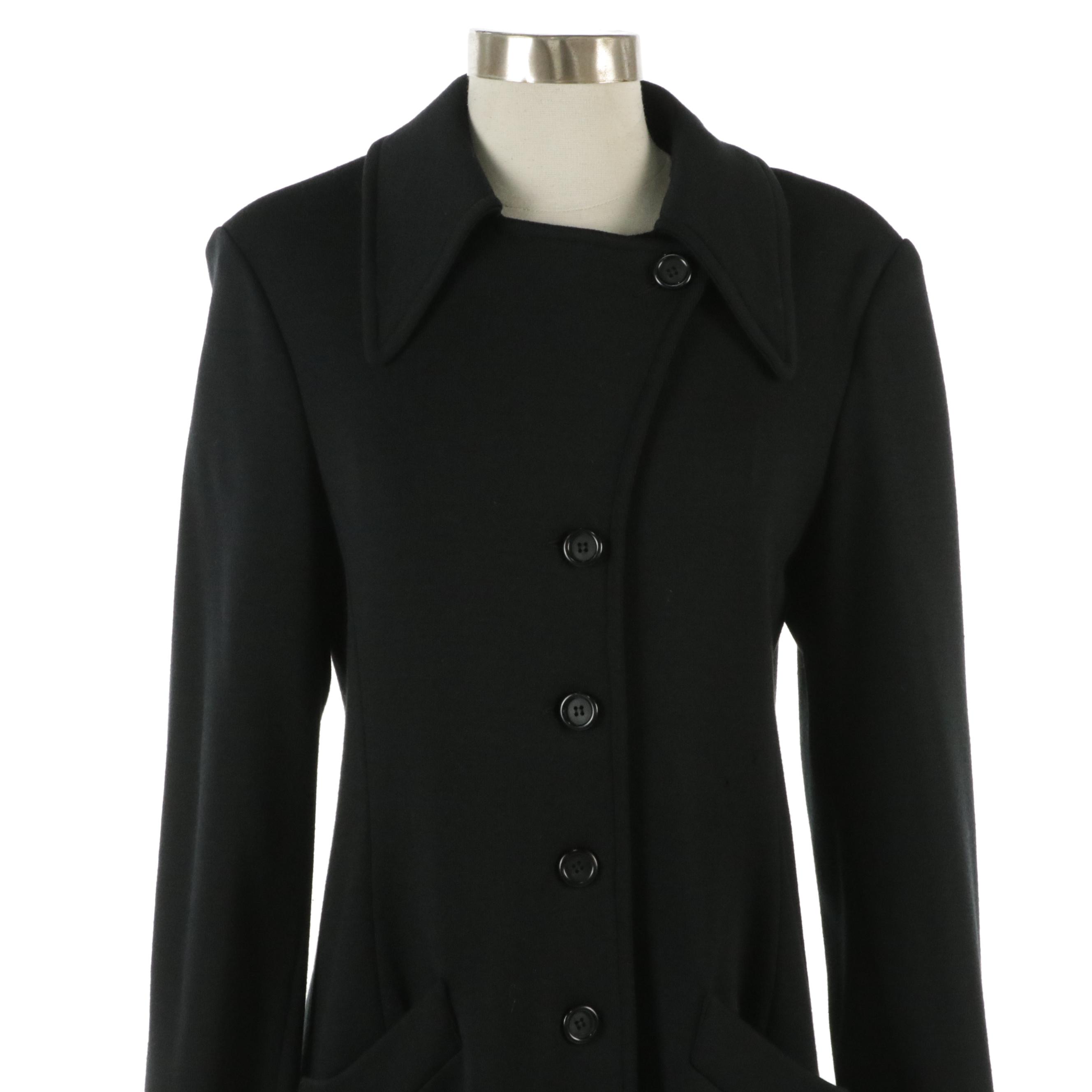 Dale Dressin for Harlan Vintage Black Knit Button-Front Long Coat