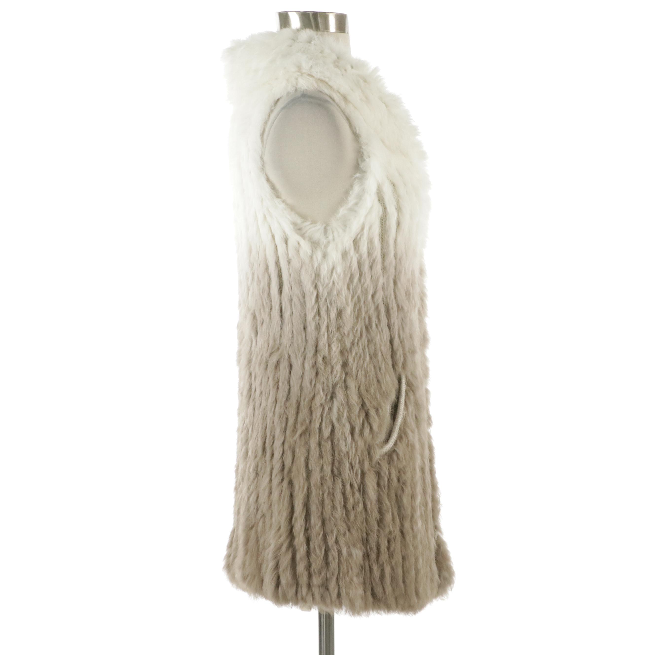 Alice + Olivia Dyed Rabbit Fur/Acrylic Knit Long Vest