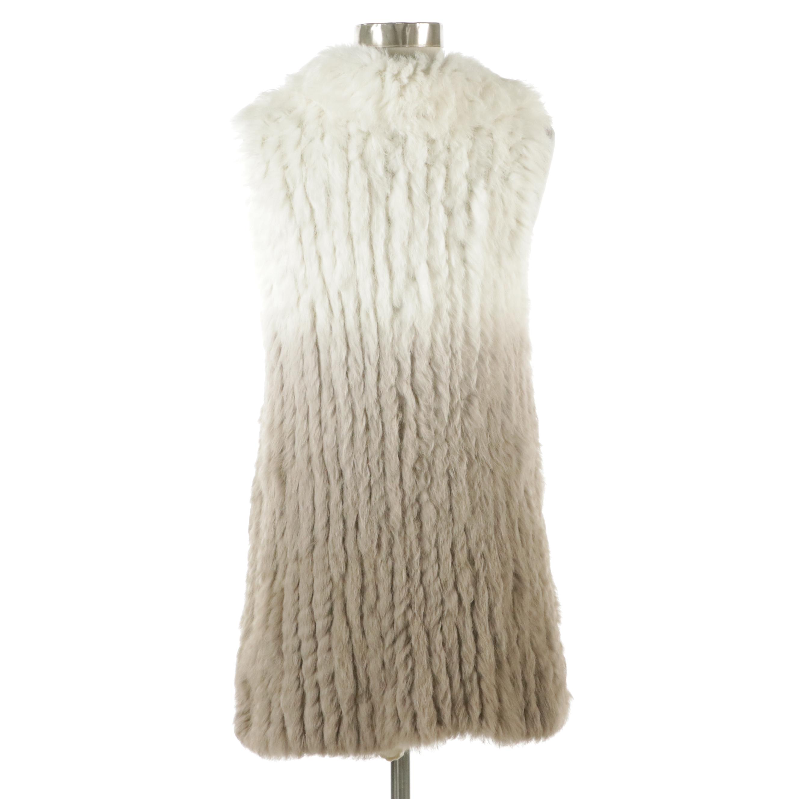 Alice + Olivia Dyed Rabbit Fur/Acrylic Knit Long Vest