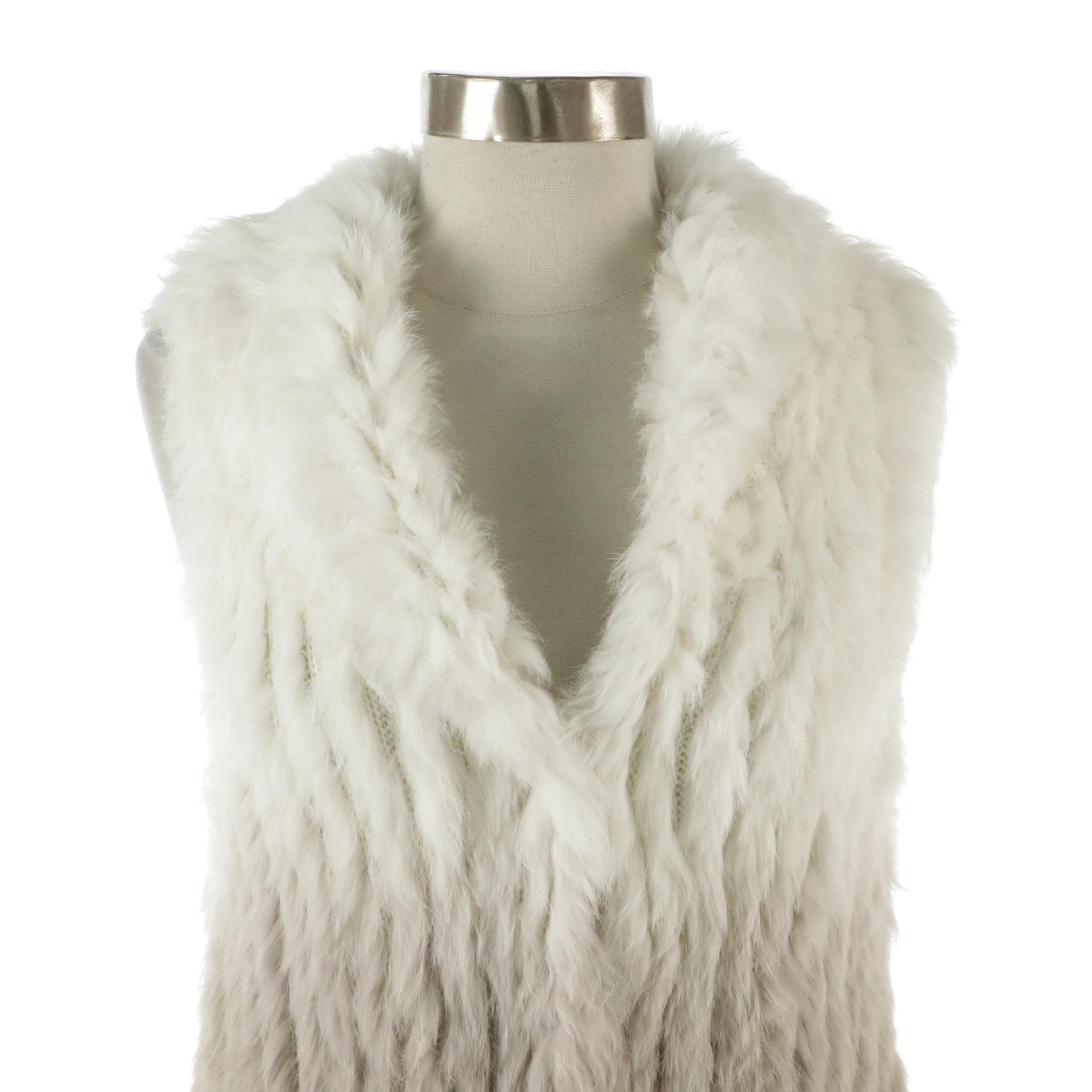 Alice + Olivia Dyed Rabbit Fur/Acrylic Knit Long Vest