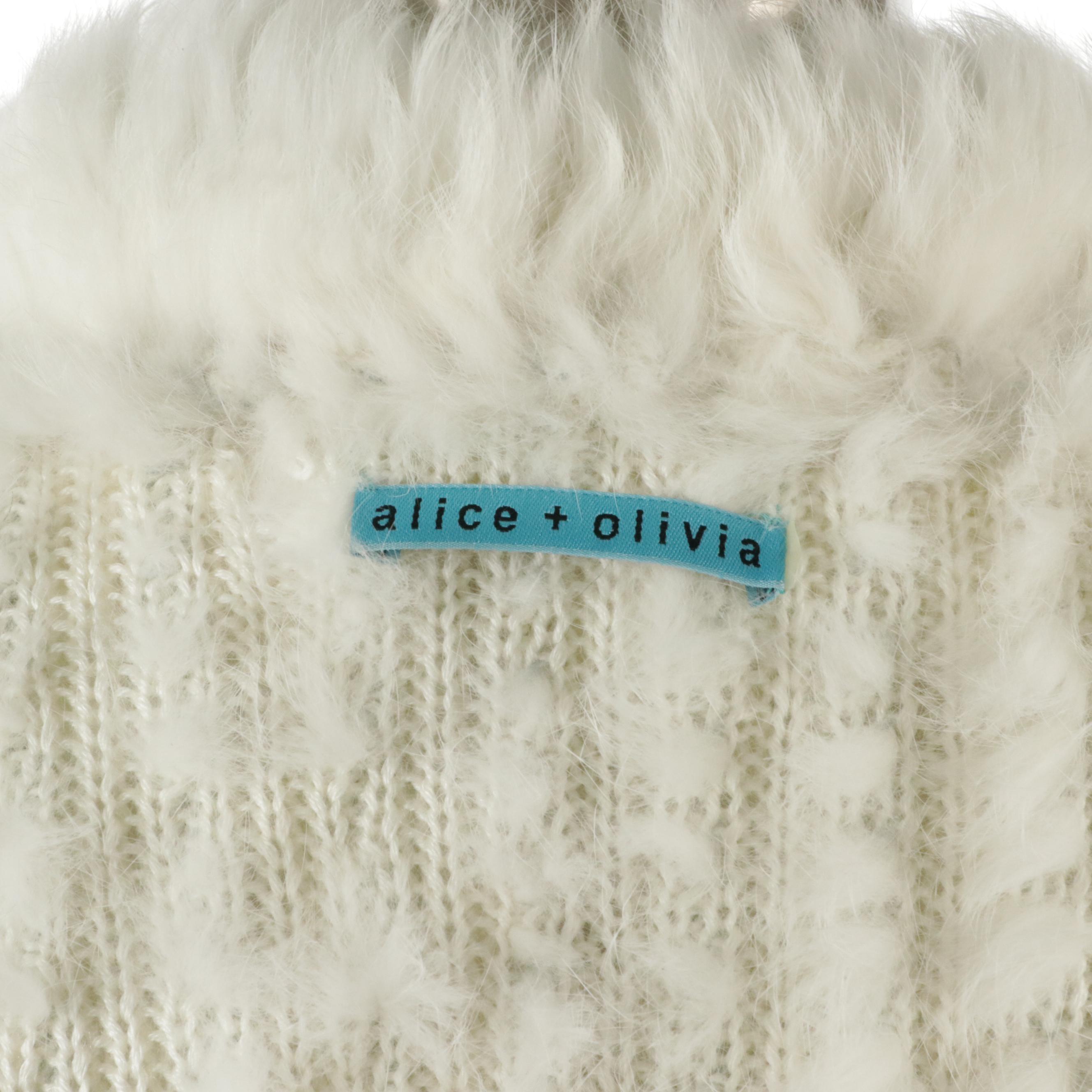Alice + Olivia Dyed Rabbit Fur/Acrylic Knit Long Vest
