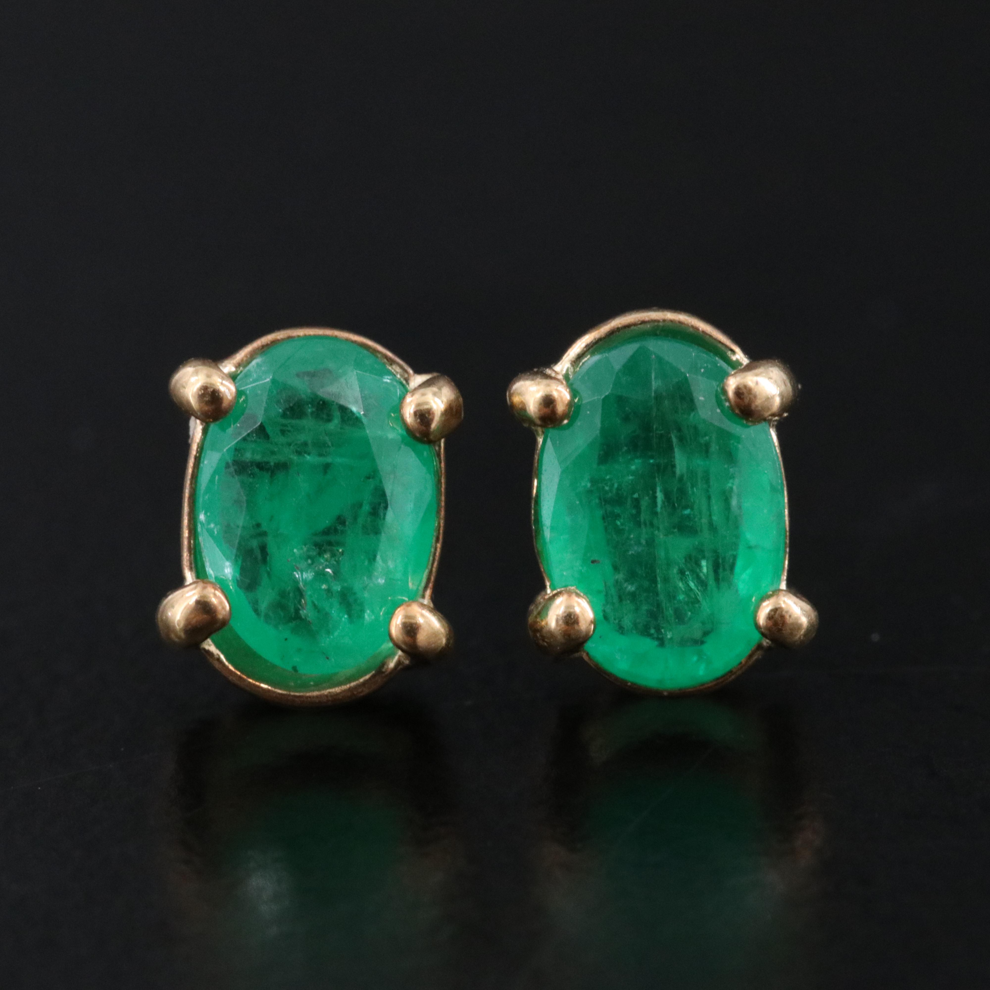 Sterling Emerald Stud Earrings