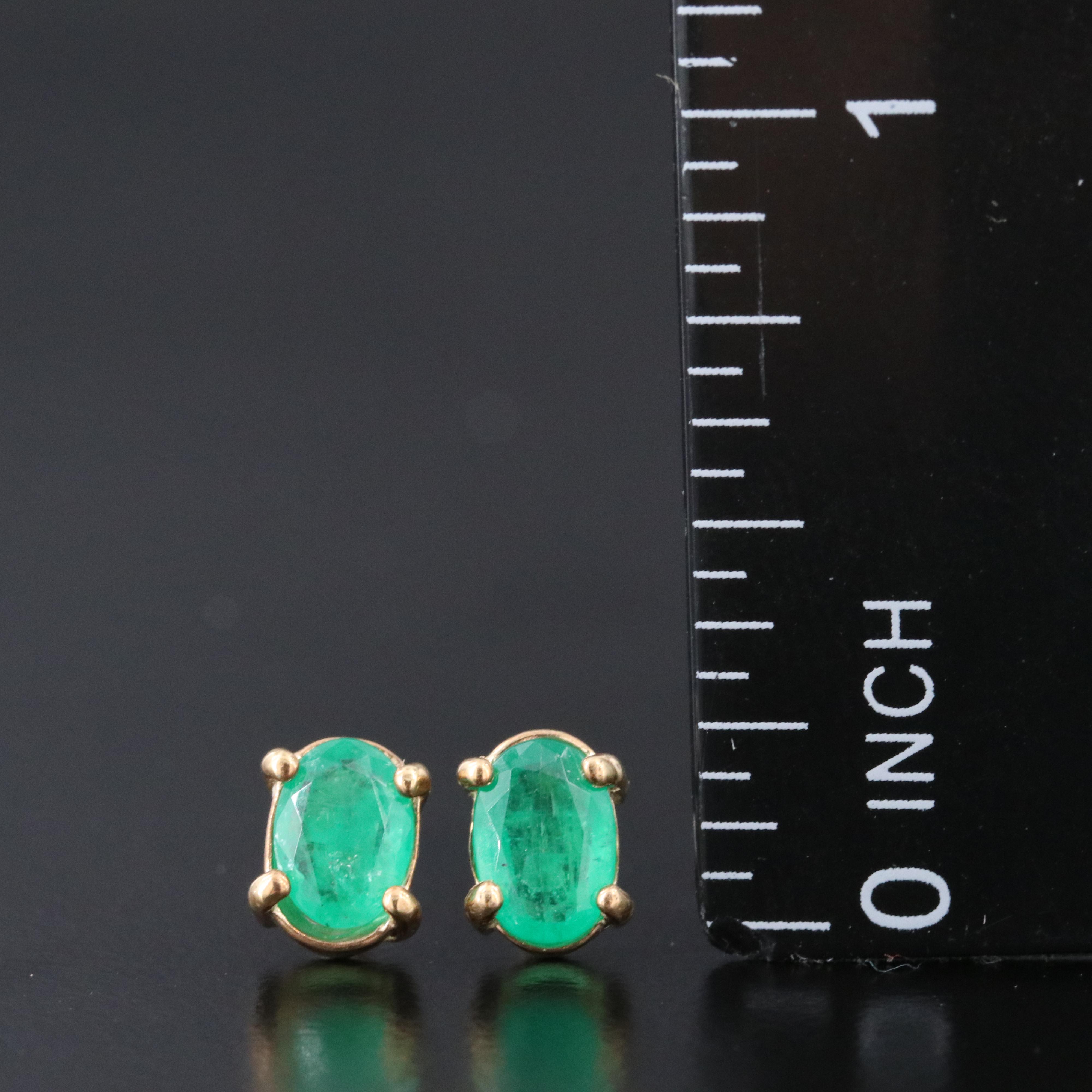 Sterling Emerald Stud Earrings