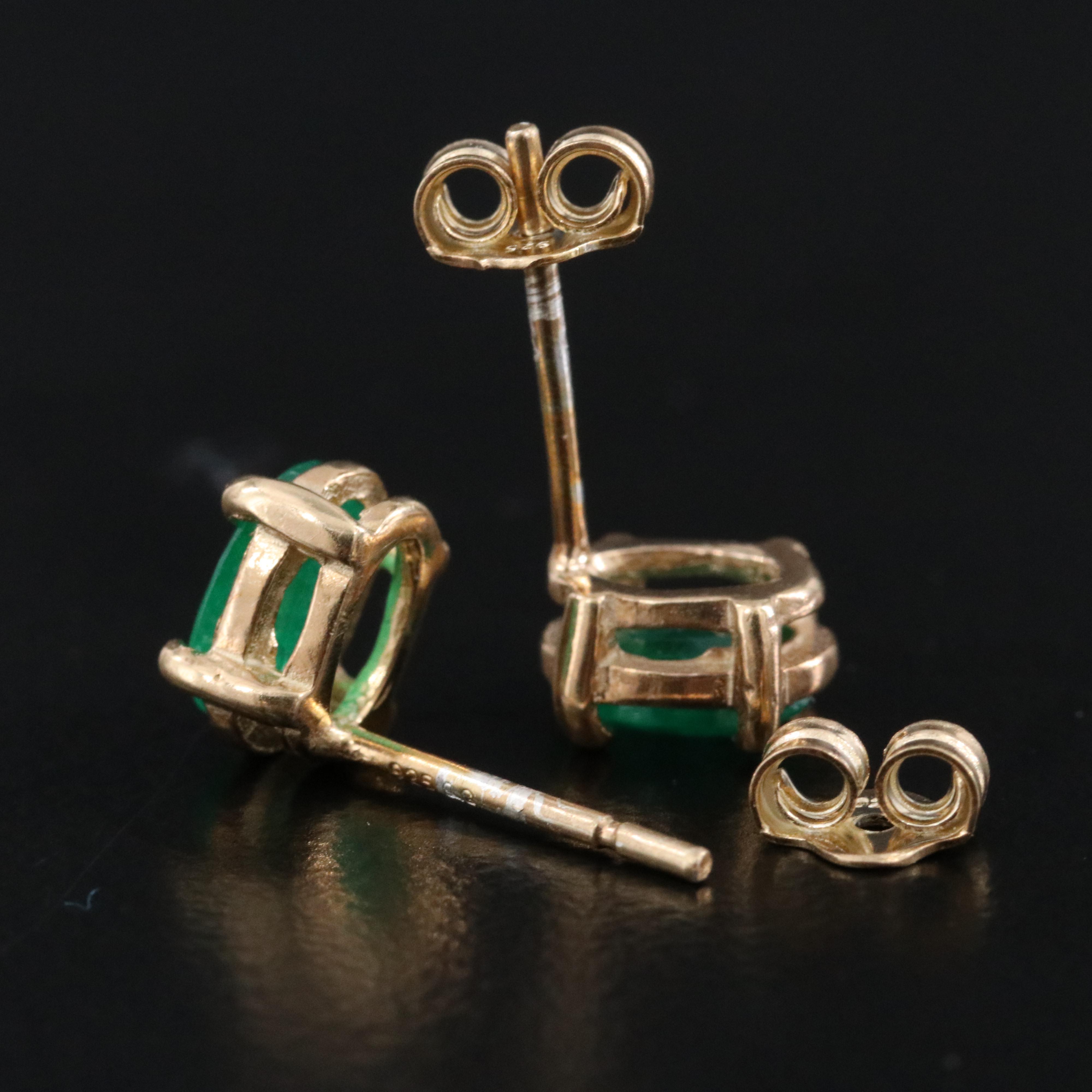 Sterling Emerald Stud Earrings