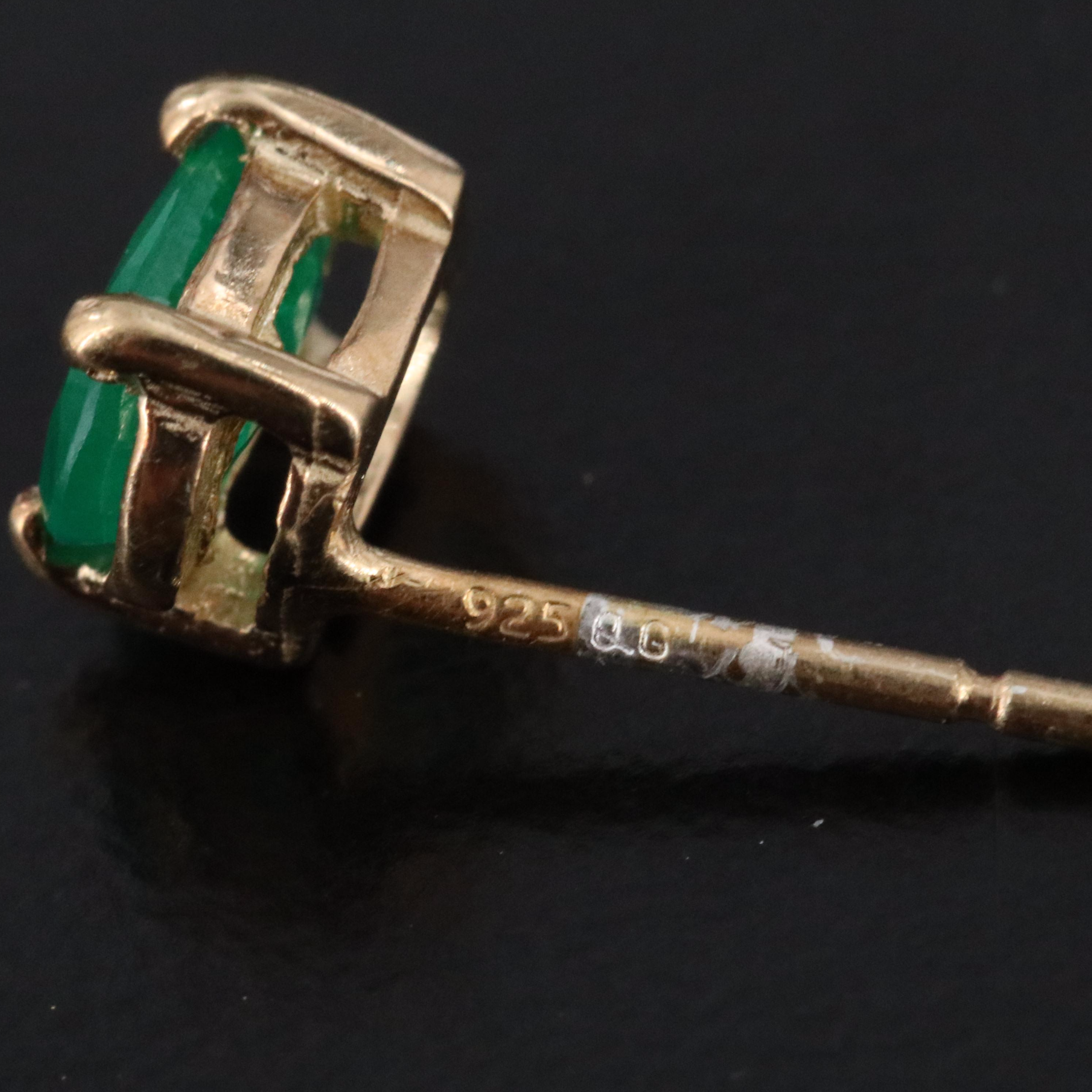 Sterling Emerald Stud Earrings