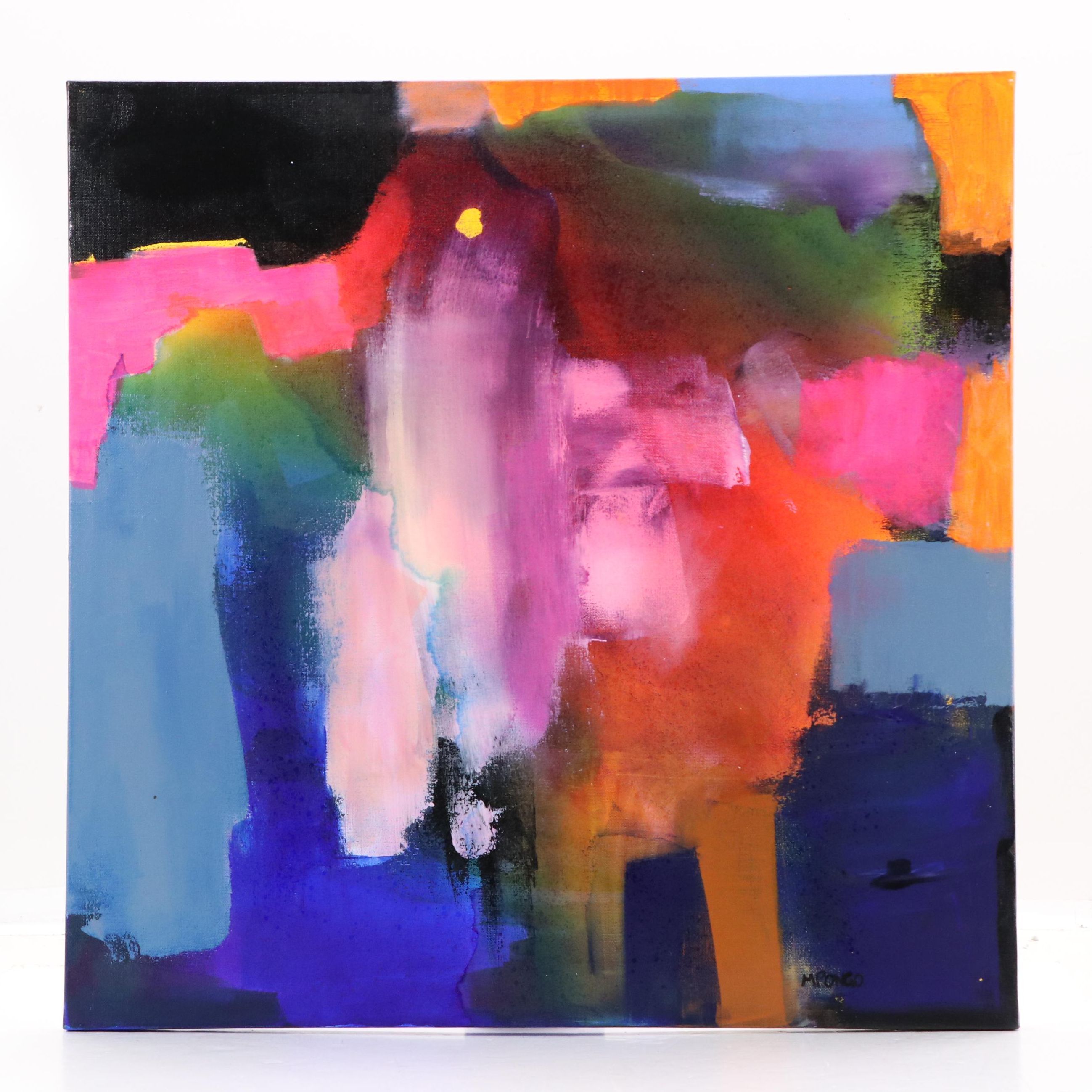 Milagros Pongo Abstract Mixed Media Painting "Rainwow," 21st Century