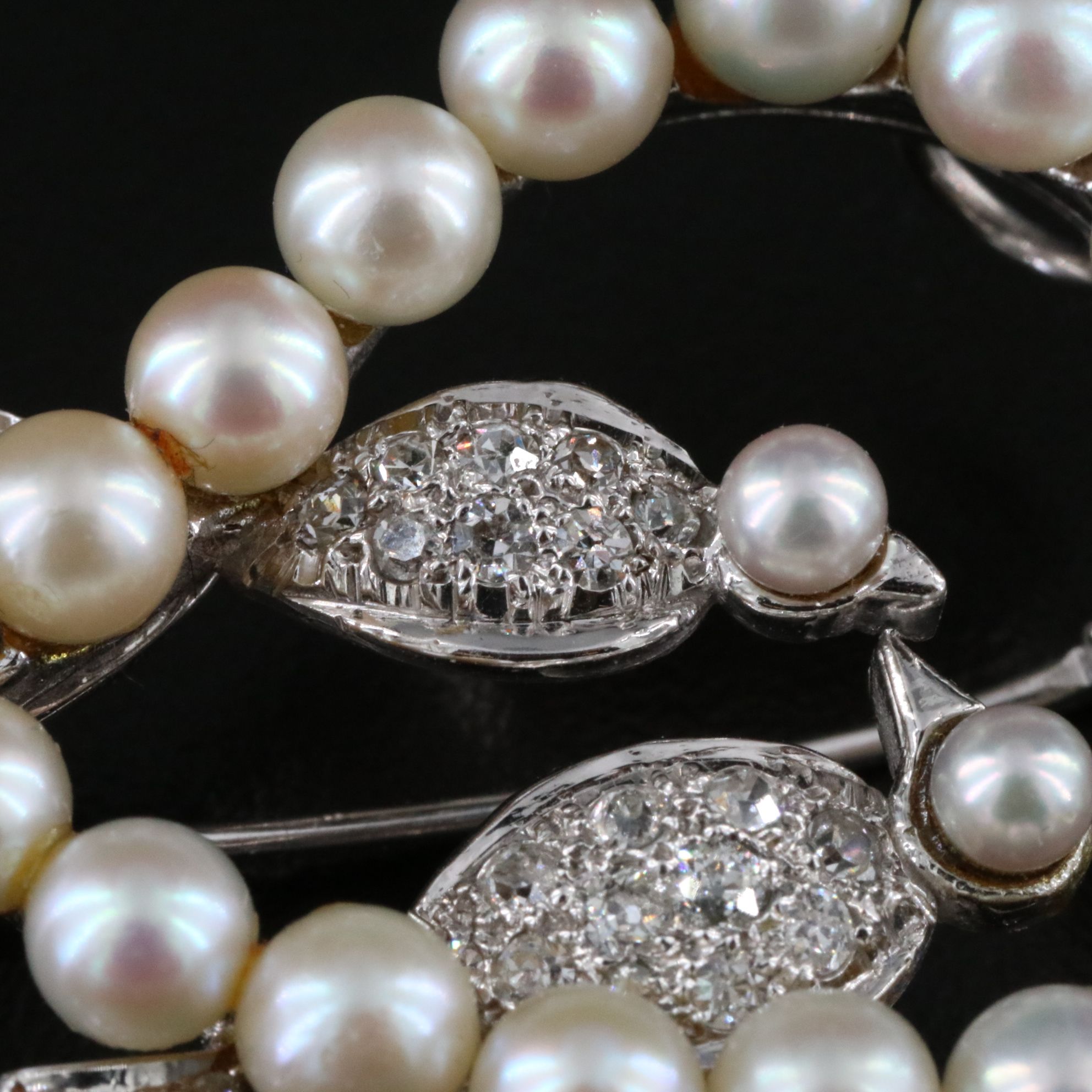 Vintage 14K Pearl and 0.64 CTW Diamond Love Bird Heart Converter Brooch