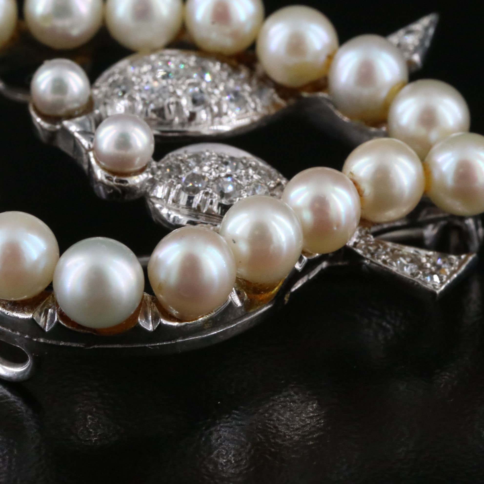 Vintage 14K Pearl and 0.64 CTW Diamond Love Bird Heart Converter Brooch