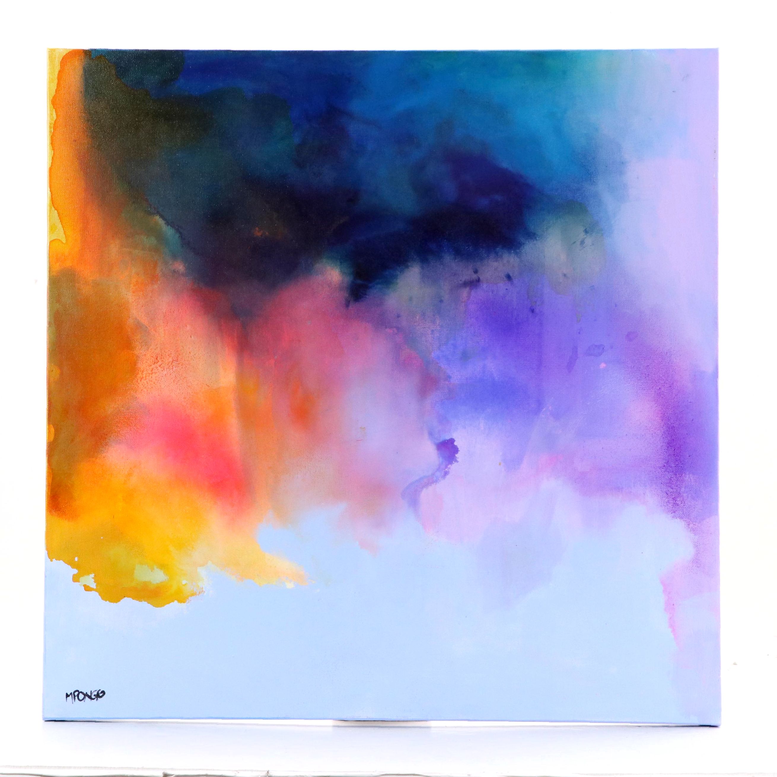 Milagros Pongo Abstract Mixed Media Painting "Northern Lights," 21st Century