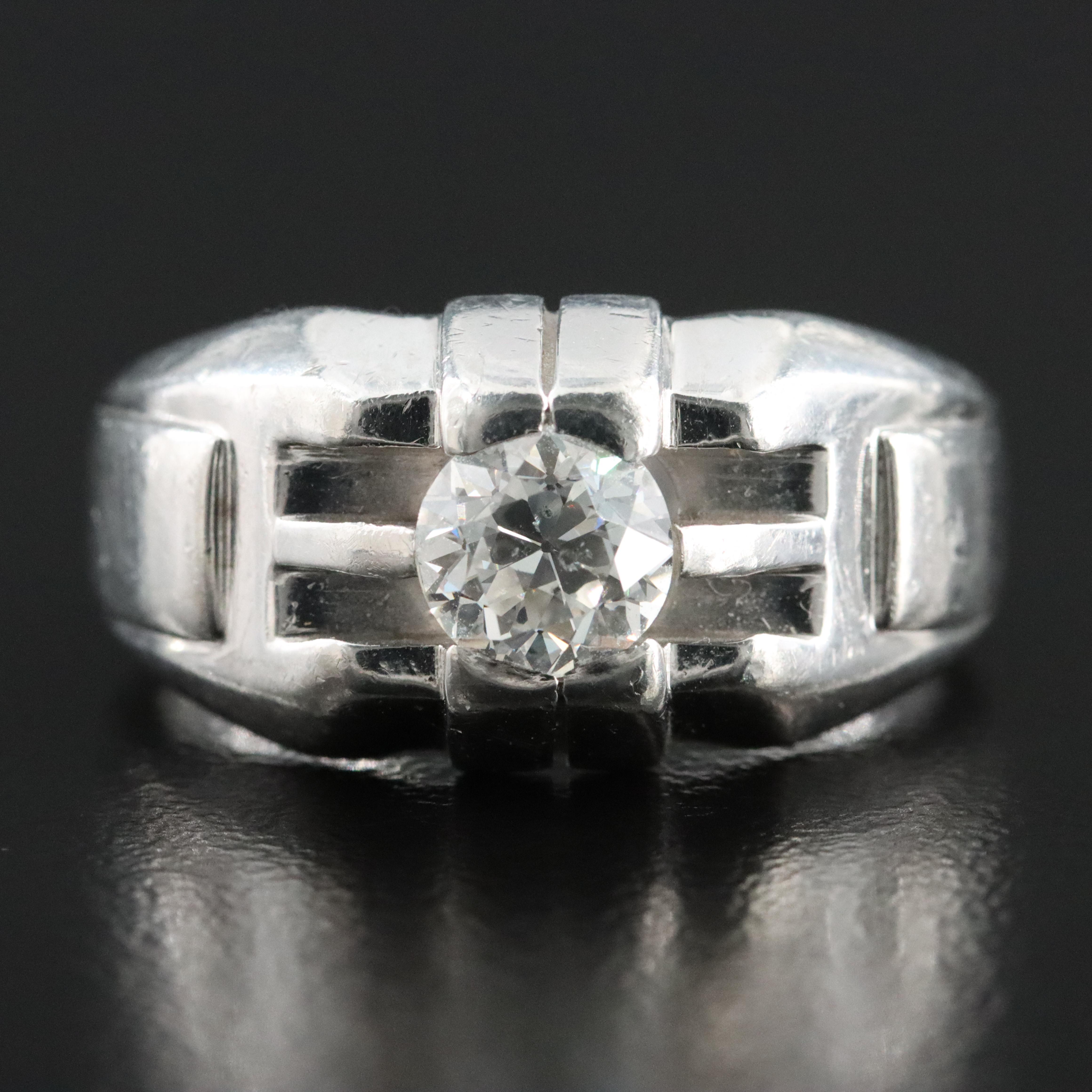 Vintage Cartier Platinum 0.88 CT Solitaire Diamond Ring