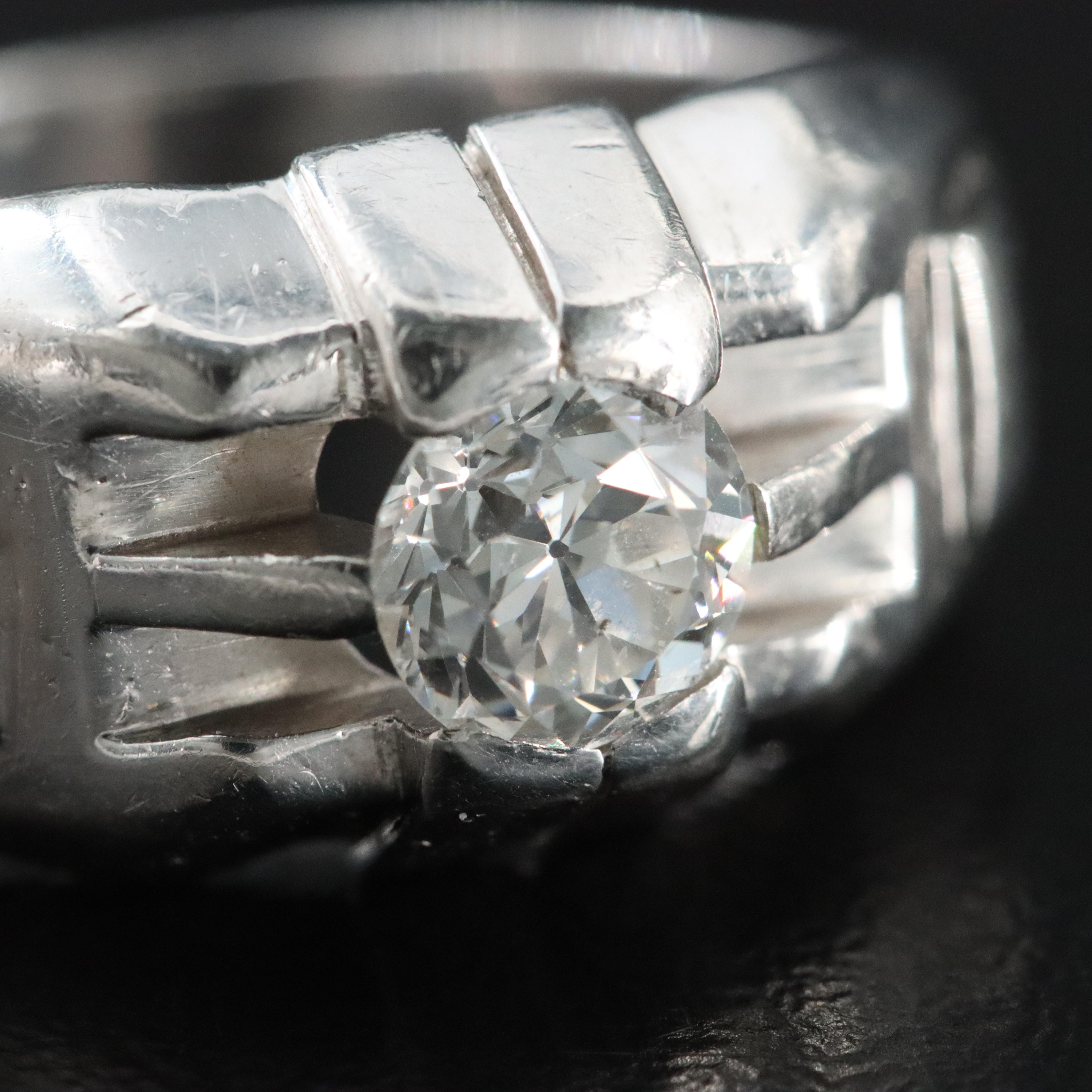 Vintage Cartier Platinum 0.88 CT Solitaire Diamond Ring