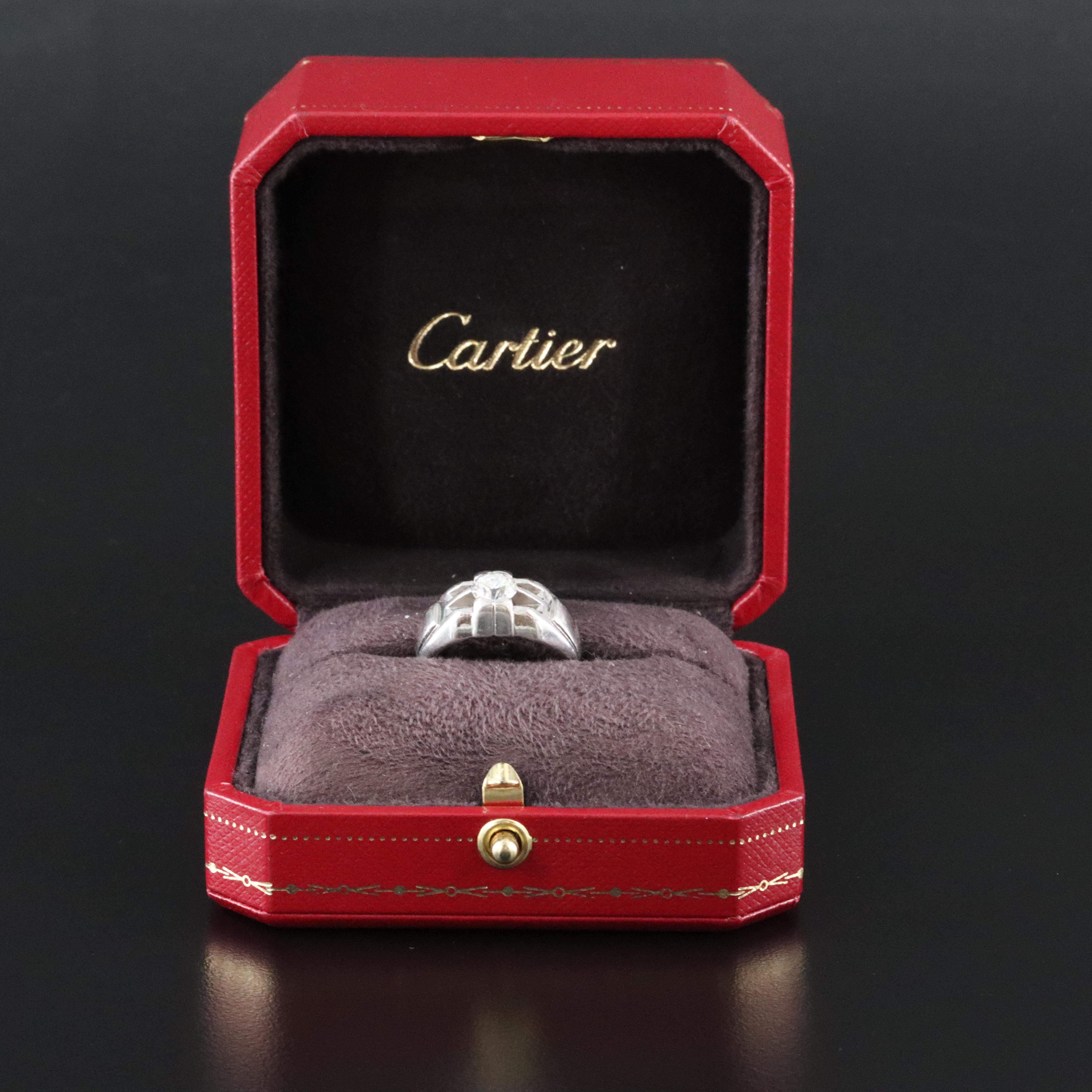 Vintage Cartier Platinum 0.88 CT Solitaire Diamond Ring
