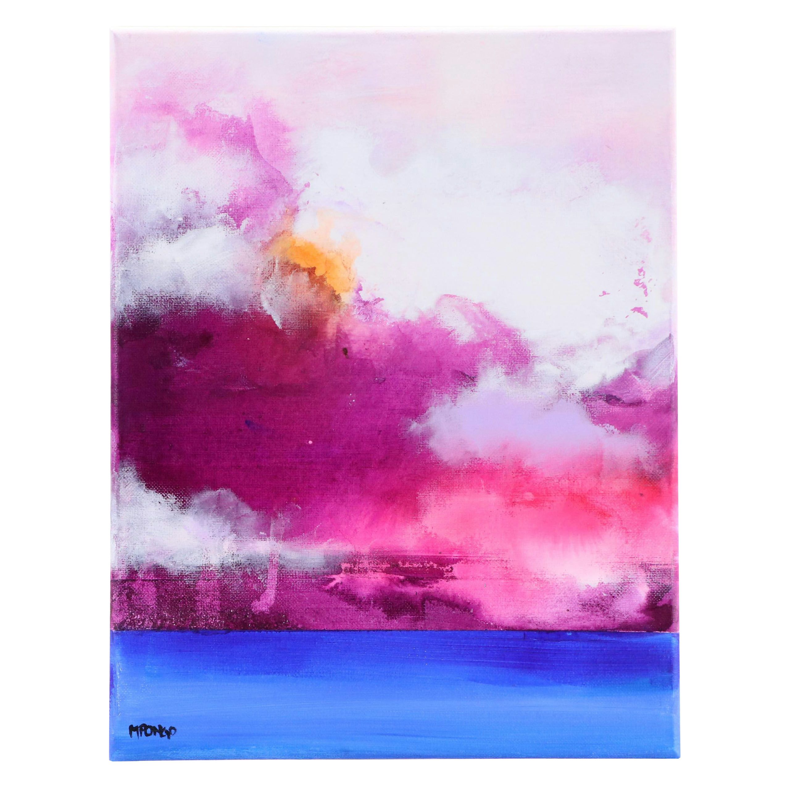 Milagros Pongo Abstract Mixed Media Painting "Magical Sky," 21st Century