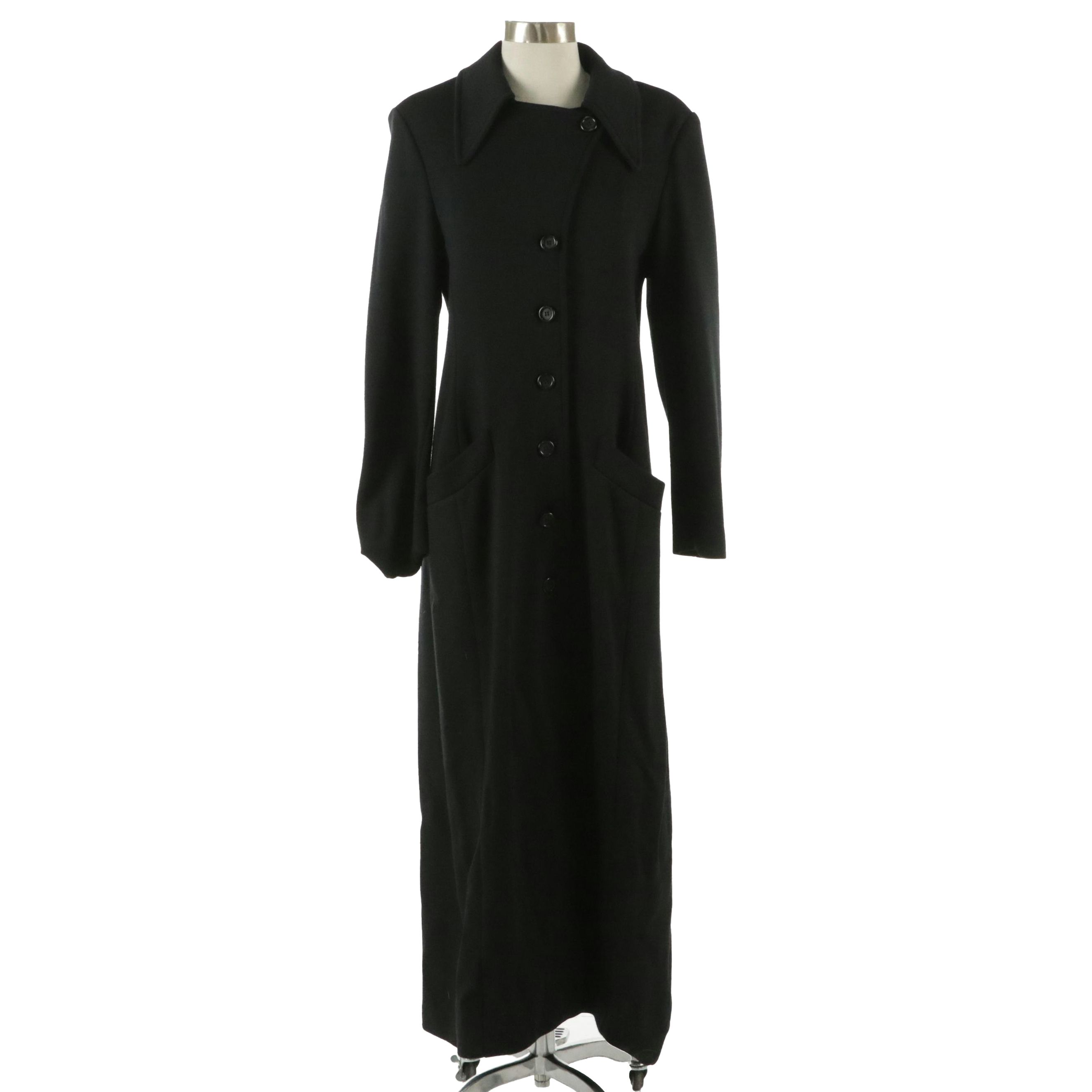 Dale Dressin for Harlan Vintage Black Knit Button-Front Long Coat