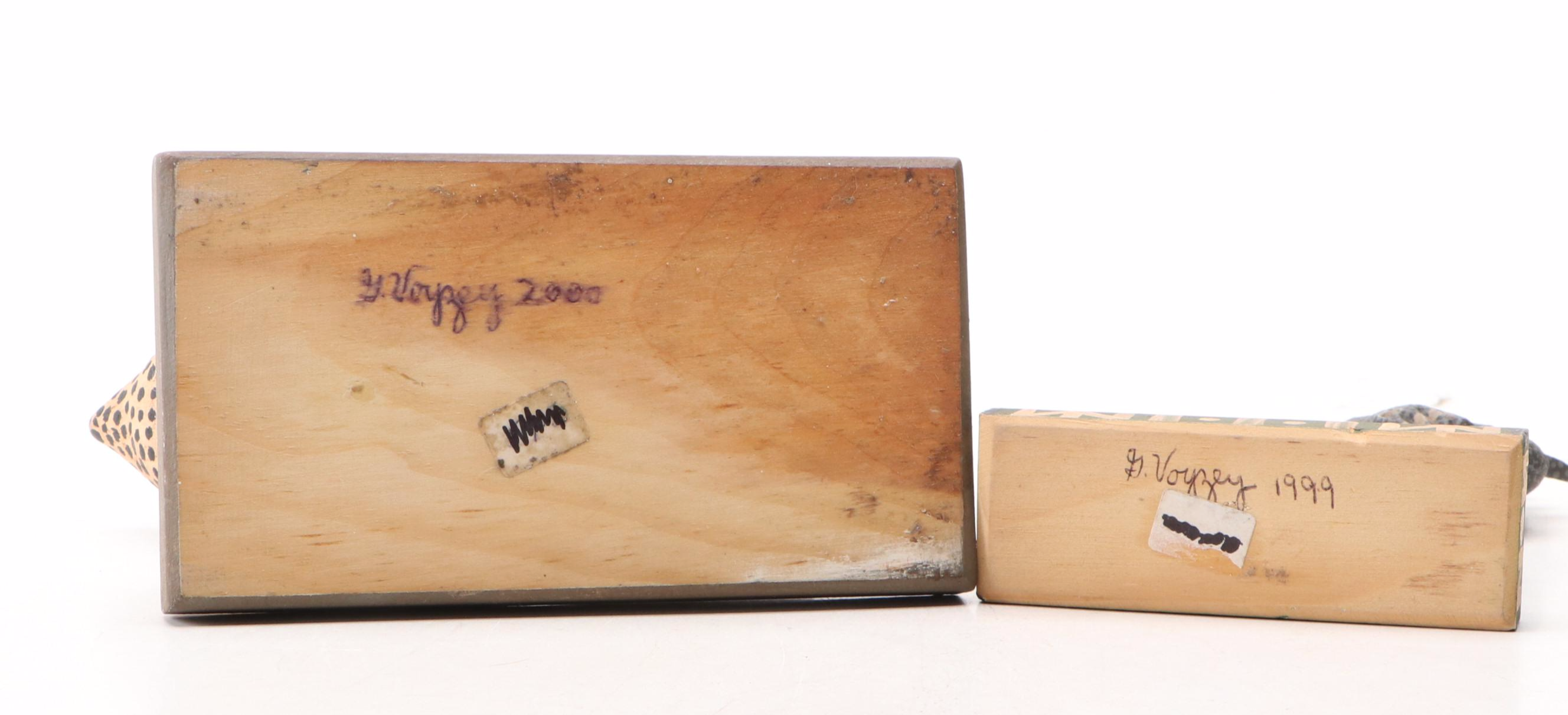 George Voyzey Pennsylvania Folk Art Hand-Painted Wood Chickens